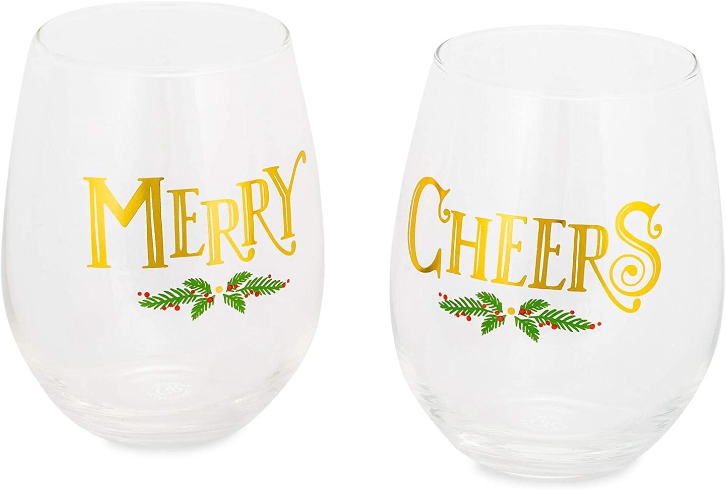 Holiday Stemless Wine Glass Set