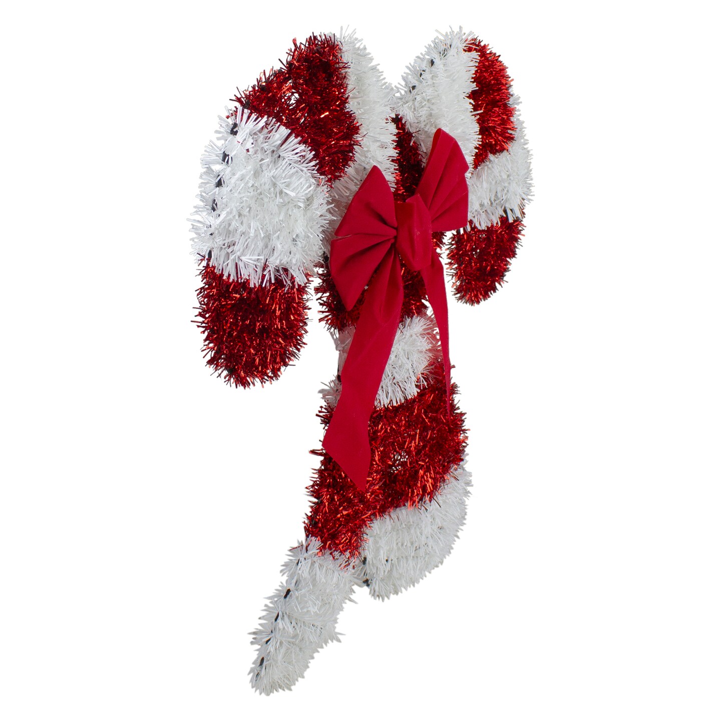 Northlight Tinsel Candy Cane Christmas Window Decoration - 19&#x22; - Red and White - Unlit