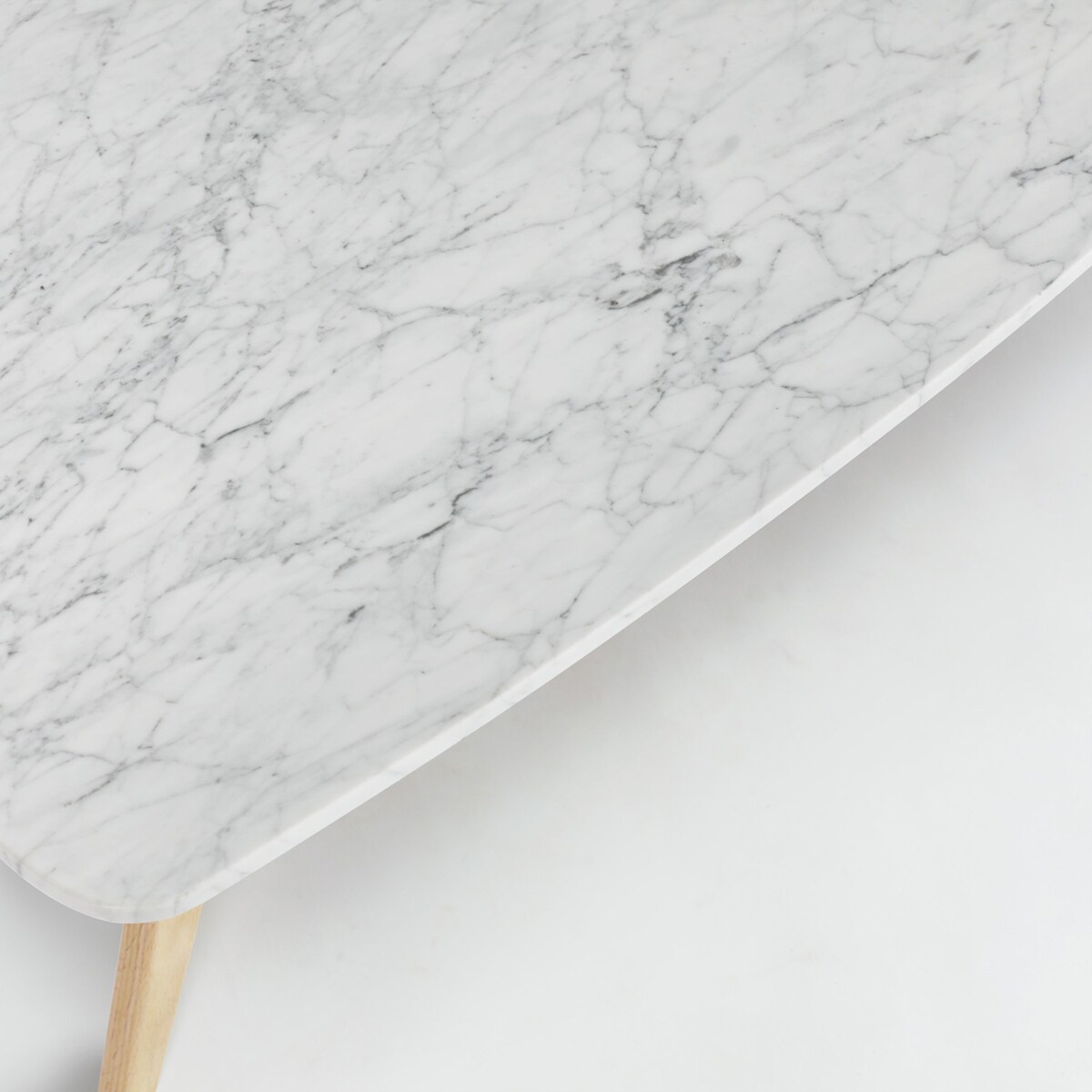 Contemporary Home Living 43&#x22; White and Beige Rectangular Italian Carrara Marble Coffee Table with Shelf