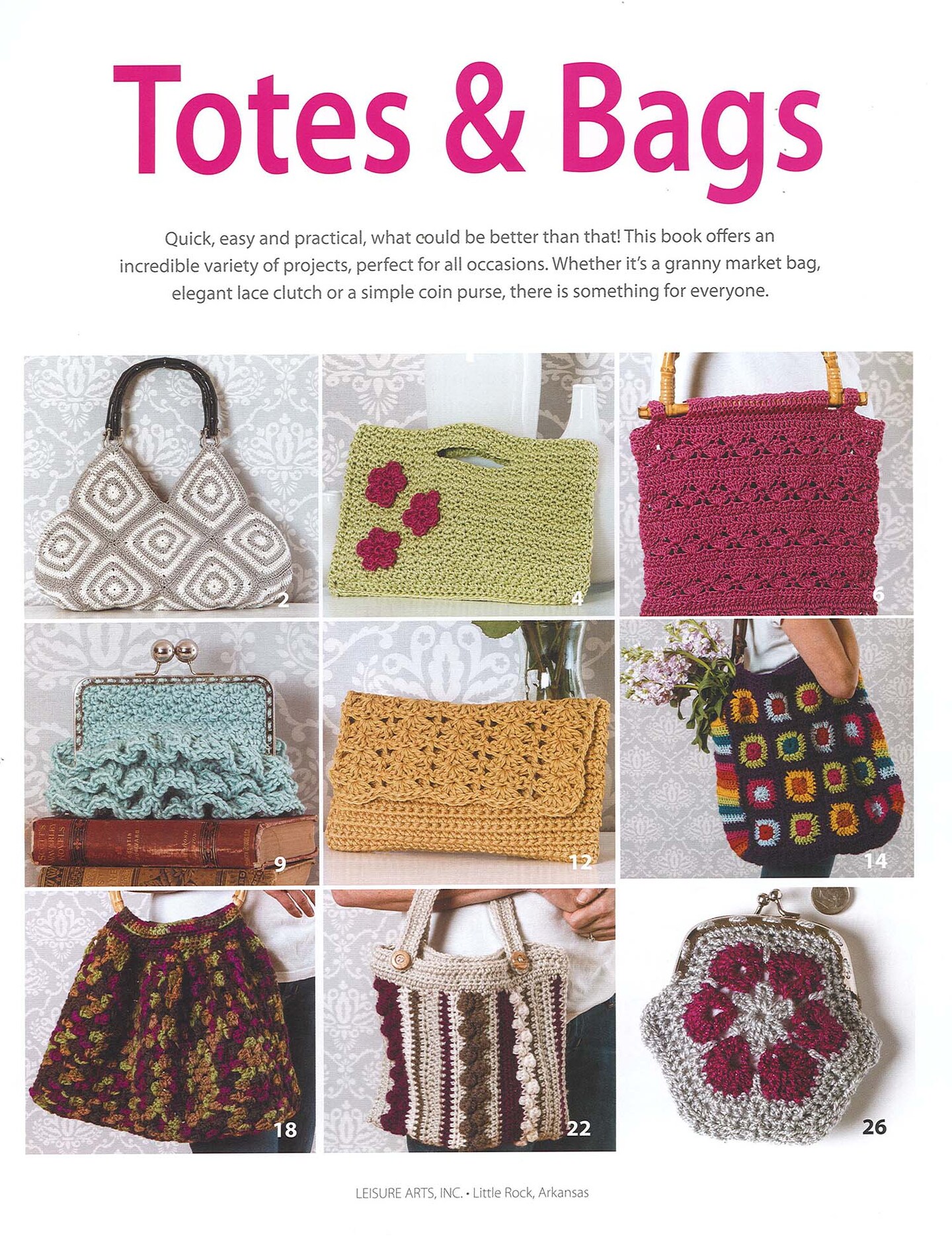 Leisure Arts Crochet Totes and Bags Crochet Book