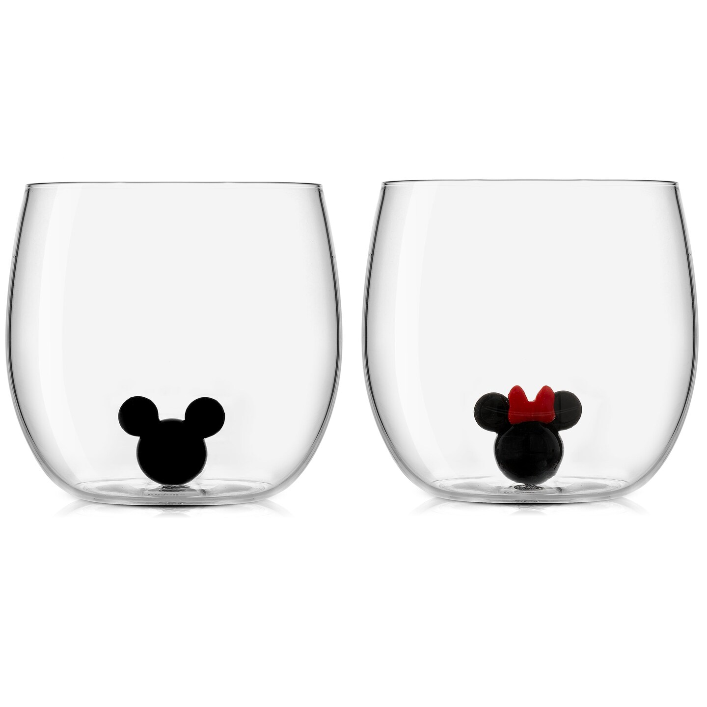 JoyJolt Disney Mickey &#x26; Minnie Icon Stemless Wine Glass - 10 oz - Set of 2