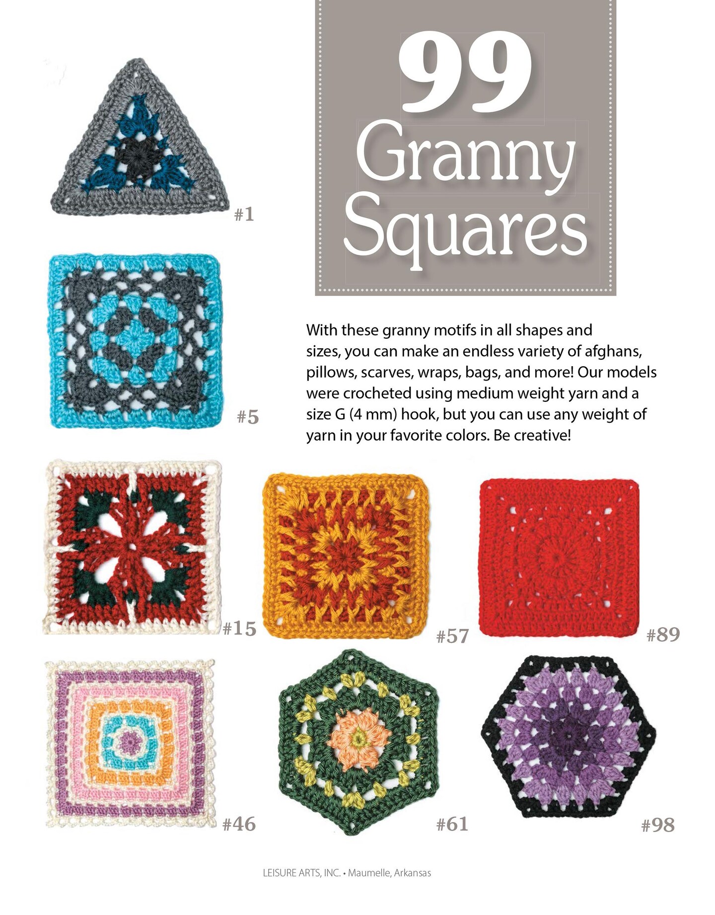 Leisure Arts 99 Granny Squares Crochet Book