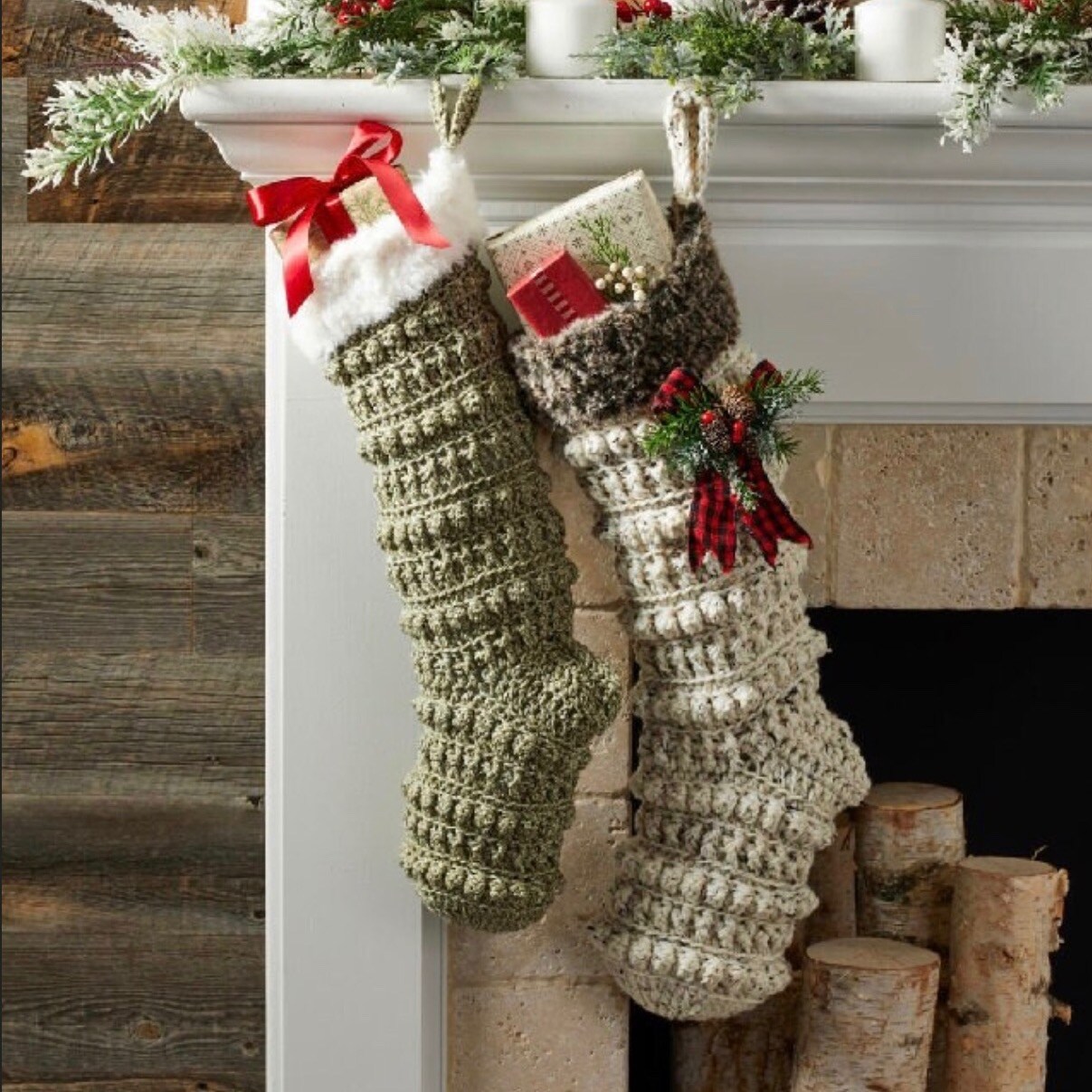 Crocheted Christmas Stocking, Chunky Farmhouse Christmas Stocking with outlet Christmas Bear Applique, Boho Inspired Stocking, Ready to Ship!