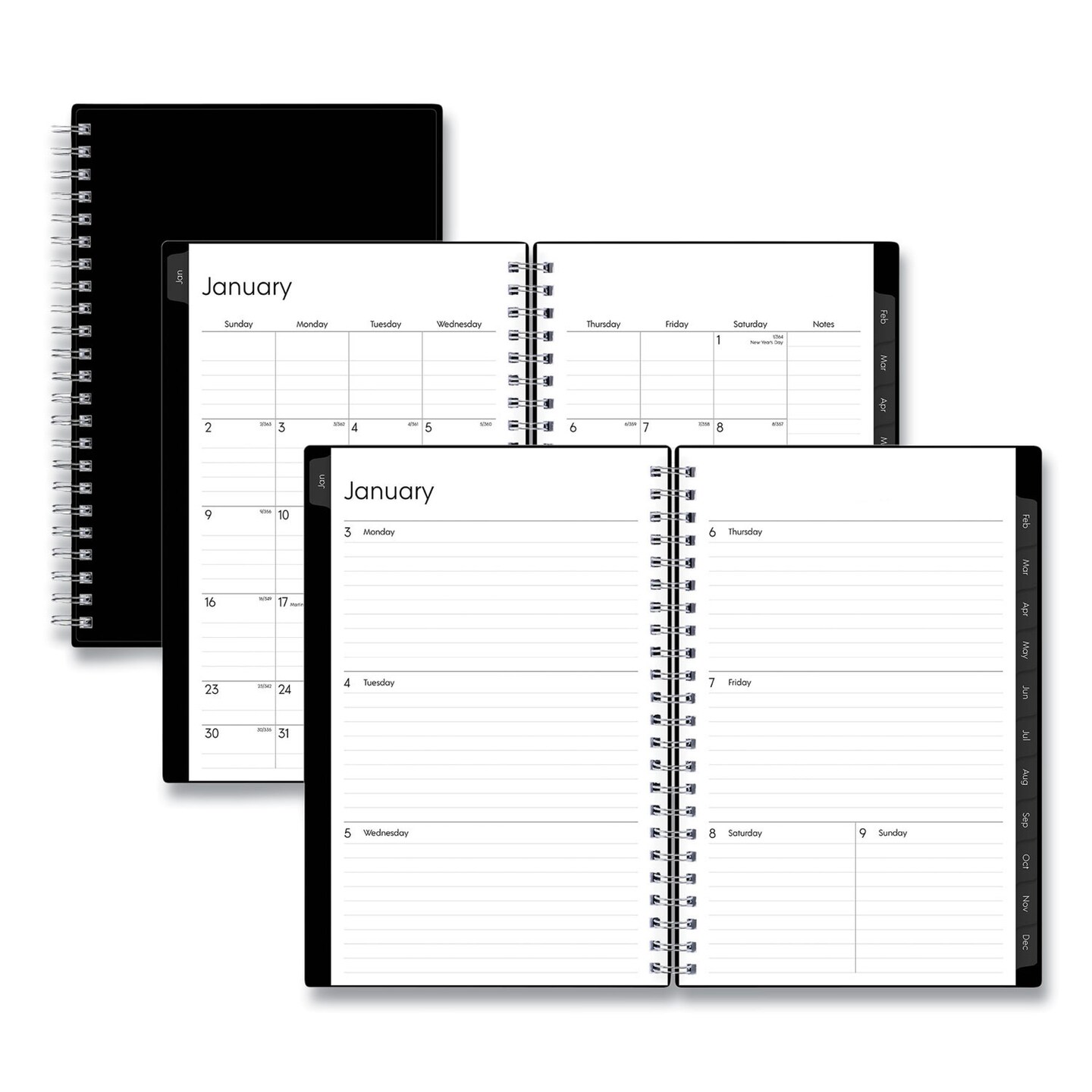 Blue Sky Enterprise Weekly/Monthly Planner, Enterprise Formatting, 8 x 5, Black Cover, 12-Month (Jan to Dec): 2024