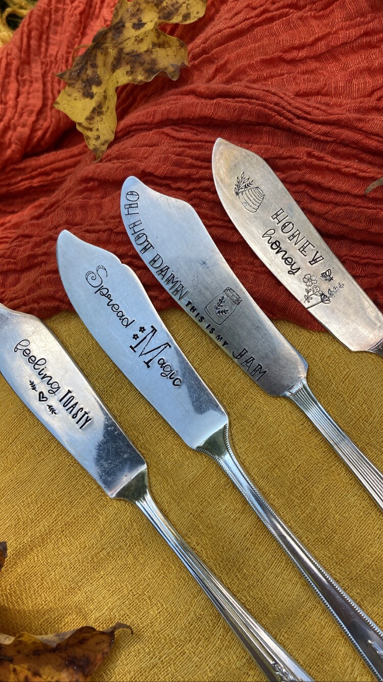 STAMPED SPREADER - Hand Stamped - Vintage Silverware product 5