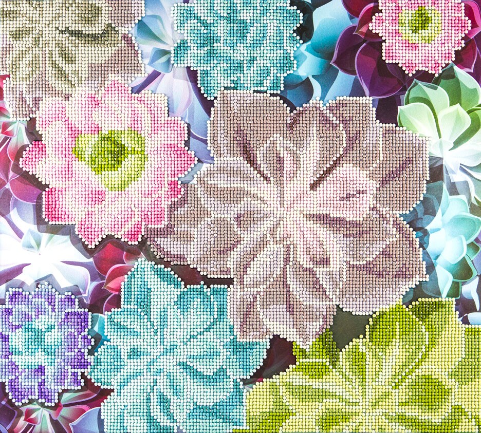 DIAMOND ART BY LEISURE ARTS Succulents, 14&#x22;x16&#x22;, Advanced Diamond Painting Kits for Adults, Diamond Art for Adults, Diamond Art Kit, Diamond Art Painting