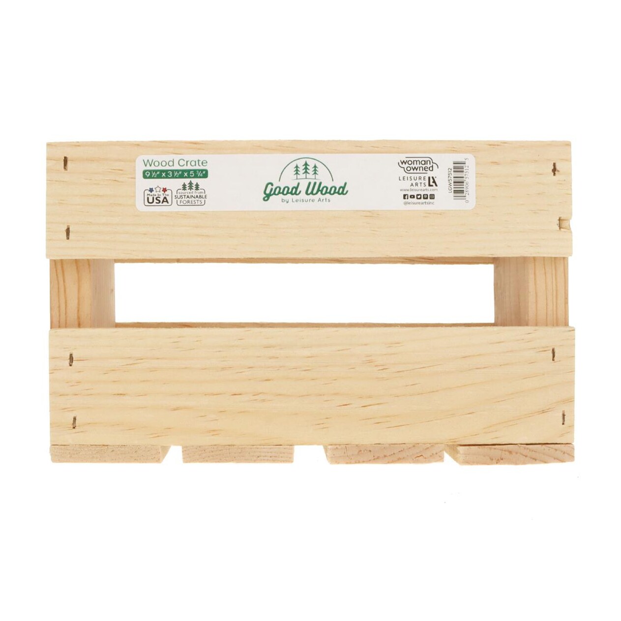 Good Wood By Leisure Arts Wooden Crate, Wood Crate Unfinished, Crates For Display, Crates For Storage, Wooden Unfinished, 9.5&#x22; X 5.75&#x22; X 3.5&#x22;