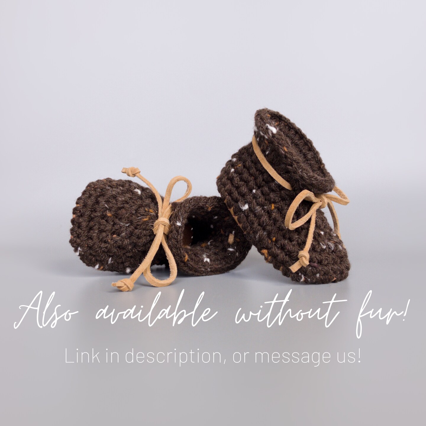 Winter Baby Booties, Warm Crochet Baby Shoes, Brown Infant Boots with Beige Fur, Boho Baby Booties, Gender Neutral Gift, 0-3M to 12-18M product 5