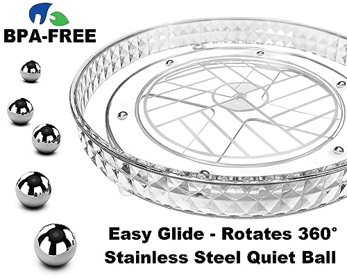 2 Tier Diamond Lazy Susan Bathroom Organizer Countertop, Clear 360 Rotating Cosmetic Makeup Organizer for Vanity, Skincare Organizers Perfume Organizer for Counter - Organization and Storage -9.25INCH