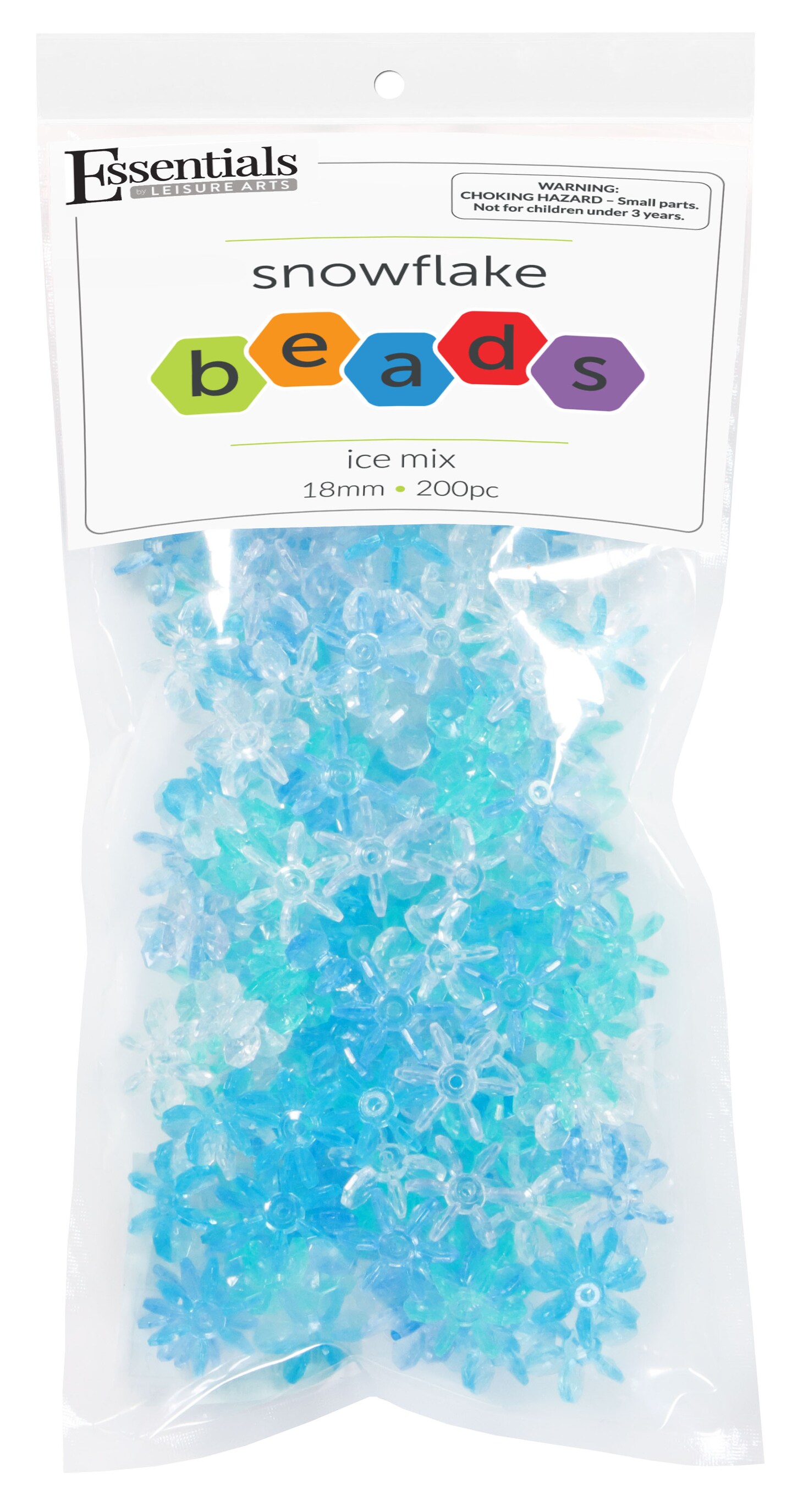 Essentials By Leisure Arts Arts Snowflake Bead 18mm Ice Mix 200pc