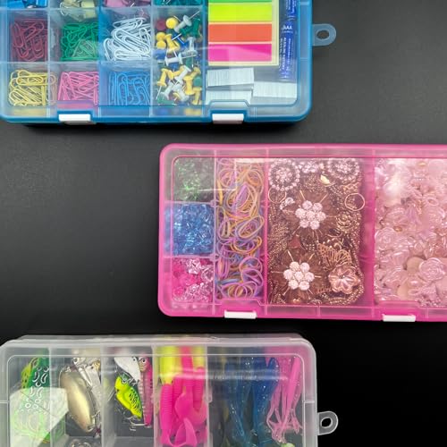 DUOFIRE Plastic Organizer Container Storage Box Adjustable Divider Removable Grid Compartment for Jewelry Beads Earring Tool Fishing Hook Small Accessories(18 grids, White X 2)