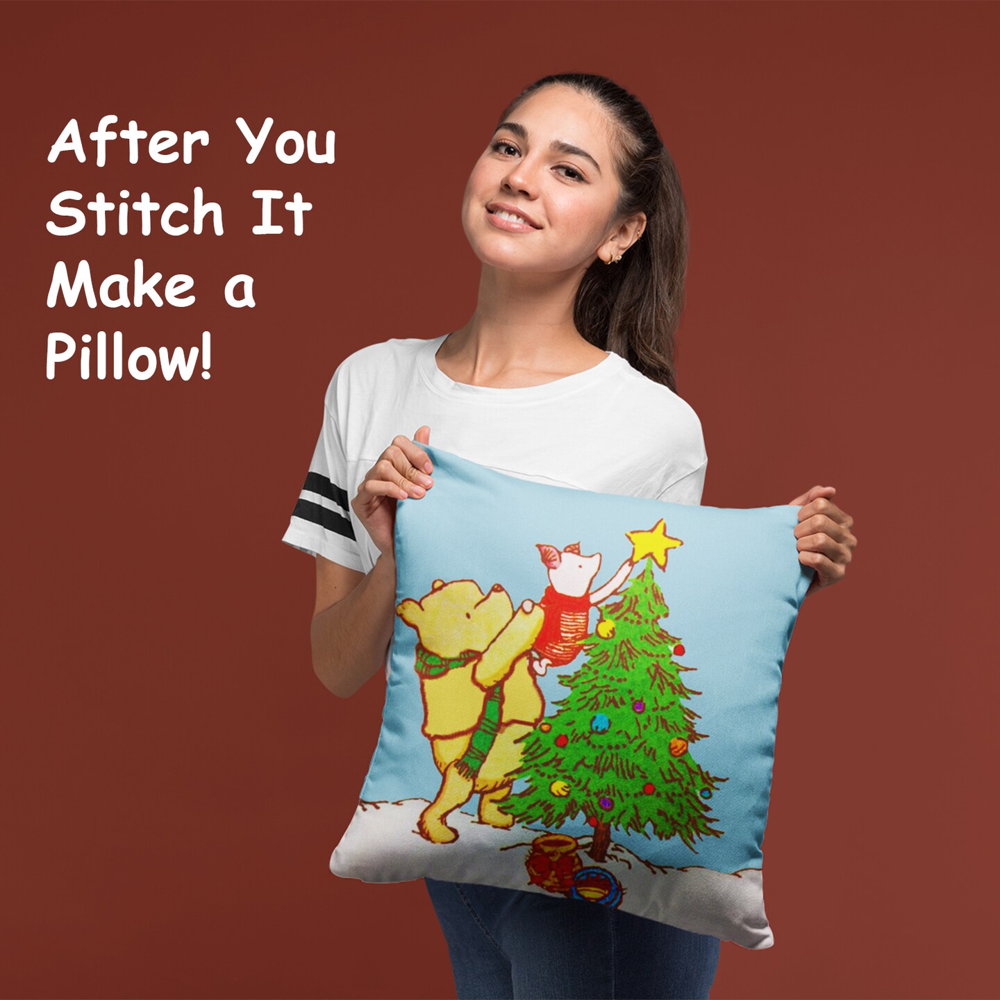 Pooh Bear Piglet Decorate the Christmas Tree Counted Cross Stitch Pattern