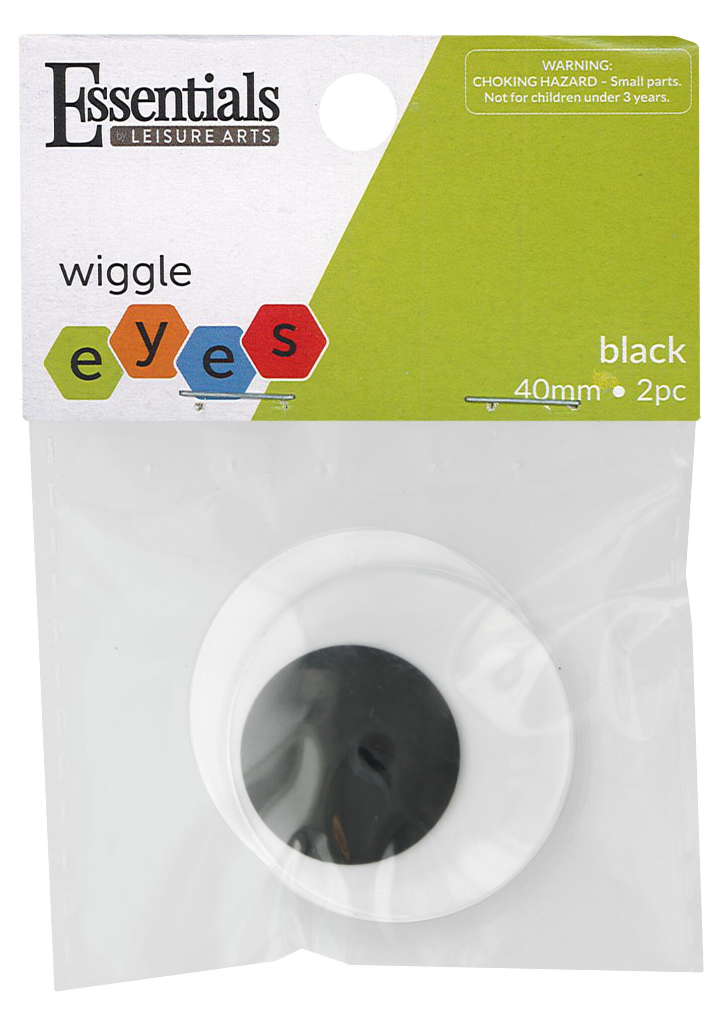 Essentials by Leisure Arts Eyes Paste On Moveable 40mm Black 2pc Googly Eyes, Google Eyes for Crafts, Big Googly Eyes for Crafts, Wiggle Eyes, Craft Eyes