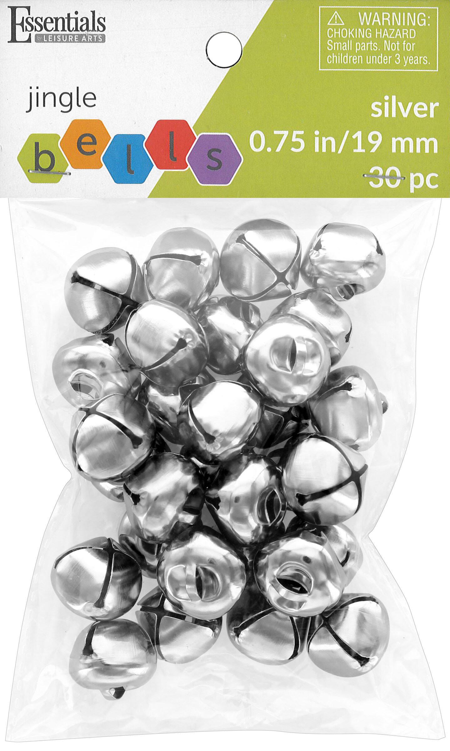 Essentials By Leisure Arts Arts Jingle Bells 19mm Silver 30pc