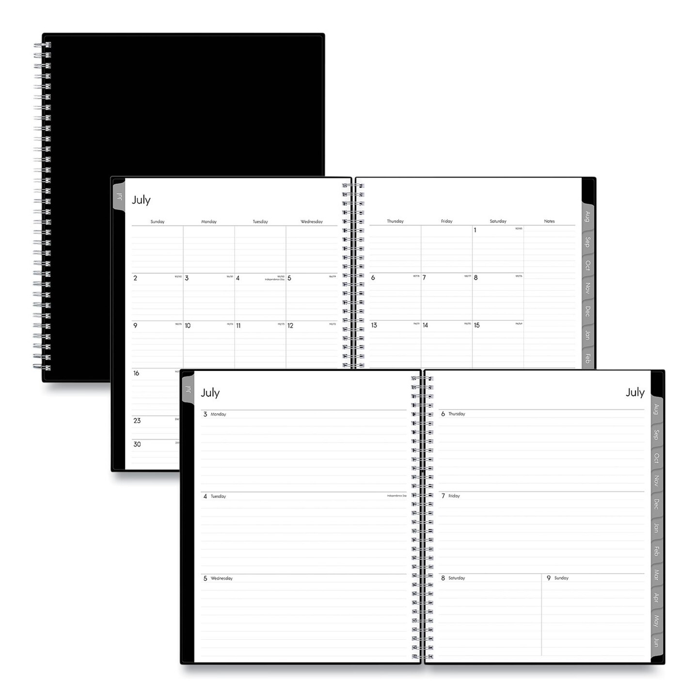 Academic Monthly Planner, 11 x 8.5, Black Cover, 14-Month (July to Aug): 2023 to 2024