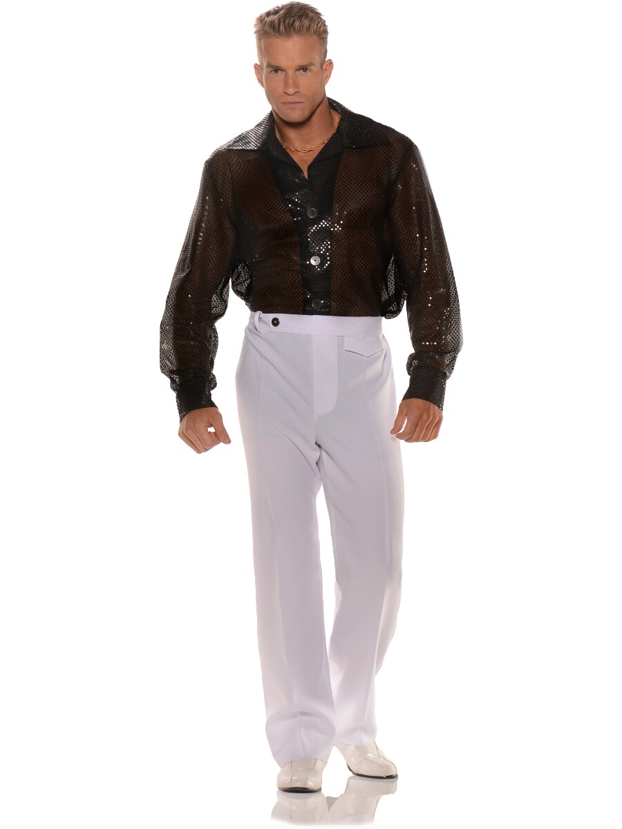 Men's 70s Black Sequin Disco Costume Shirt | Michaels