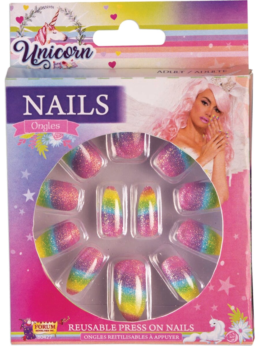 Unicorn Rainbow Fingernails Nail Set Costume Accessory