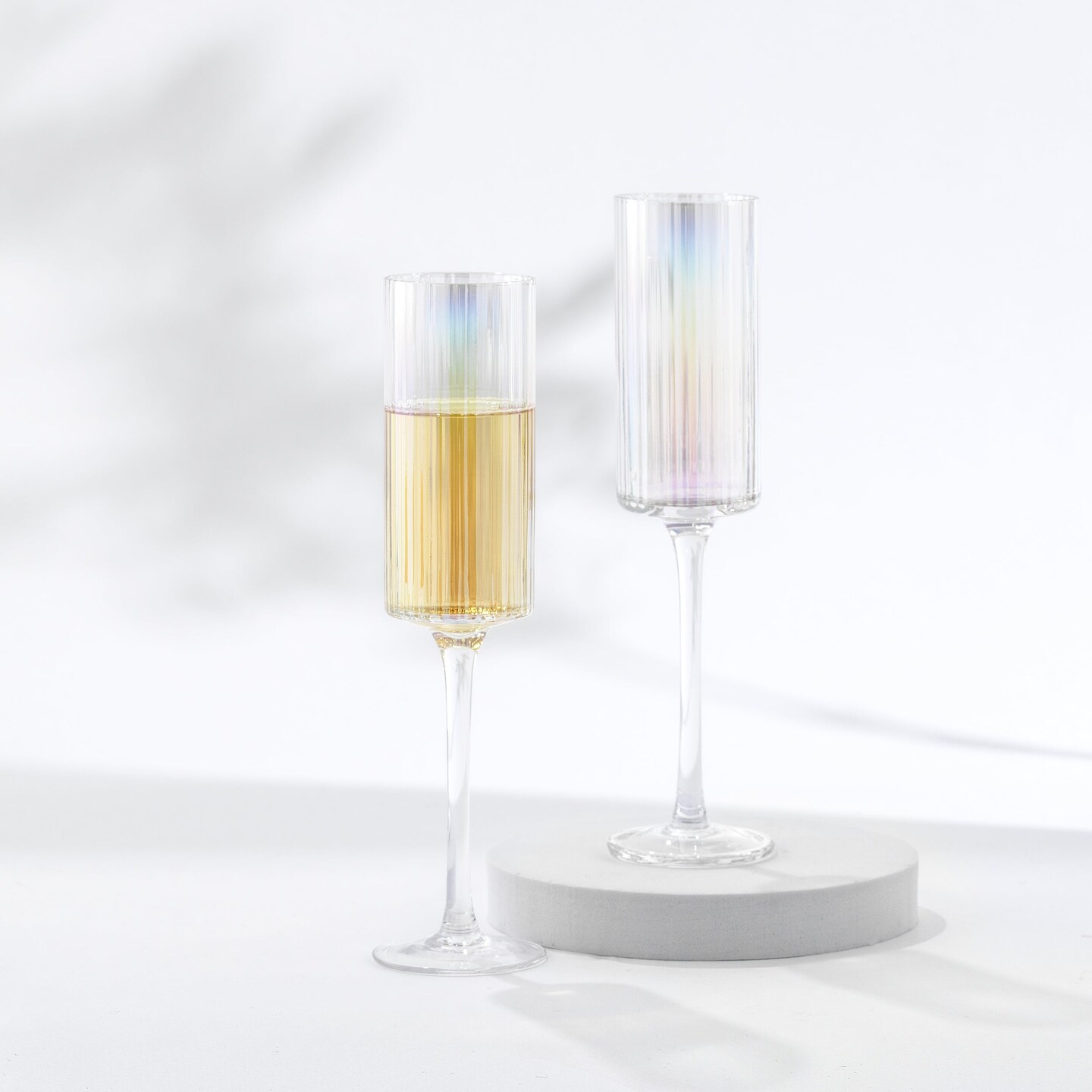 JoyJolt Christian Siriano Chroma Iridescent Champagne Flute Glass - 6 oz - Set of 2