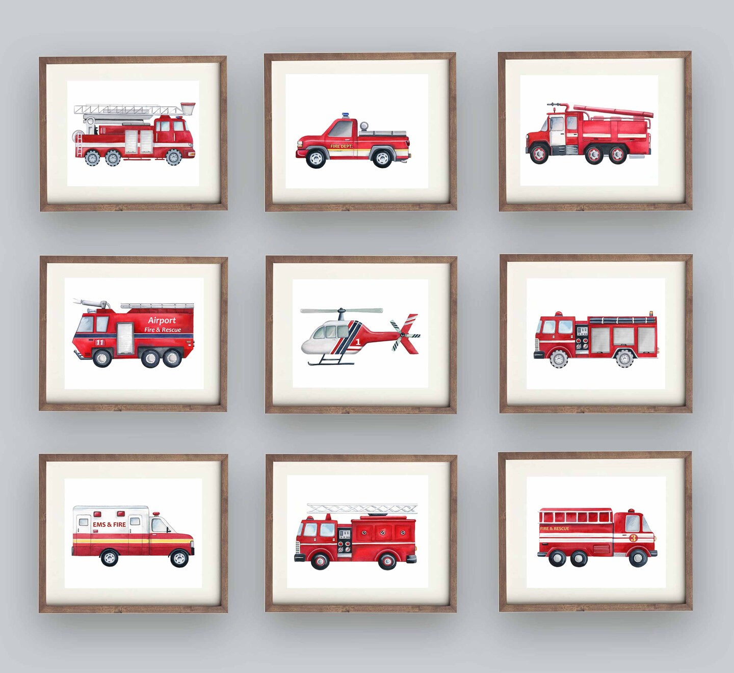 Stretched Canvas Nursery Art, Fire Truck Wall Decor, Baby Boy Nursery Print, 11x14 FireTruck good Nursery Theme