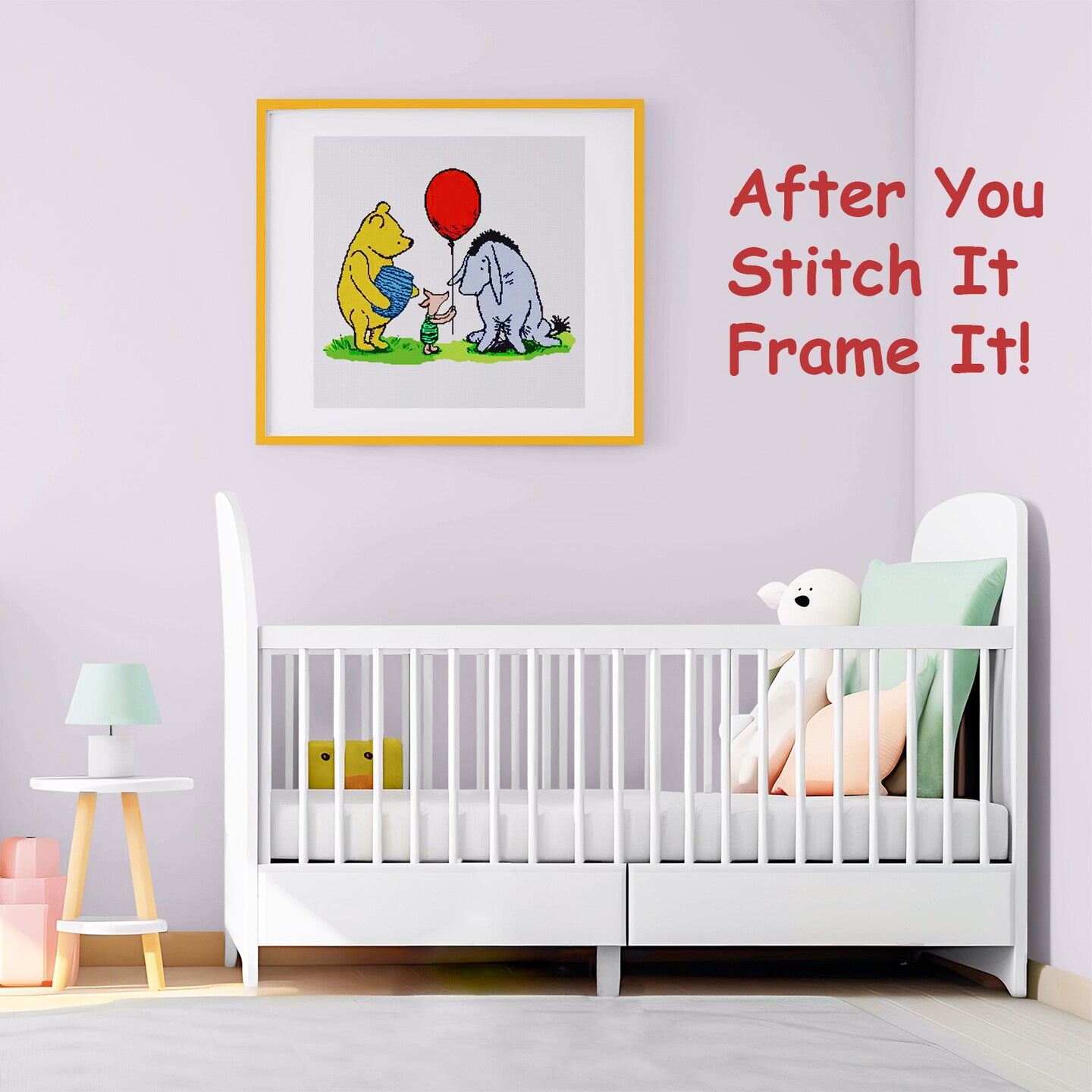 Pooh Bear Piglet Eyore Red Balloon Counted Cross Stitch Pattern