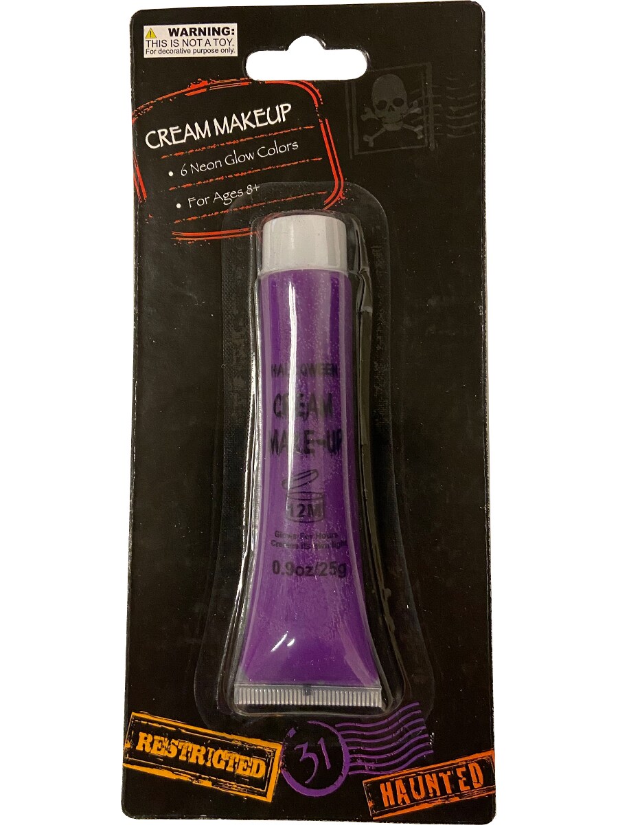 Purple Color Neon Glow Cream Makeup .9oz Tube Costume Accessory
