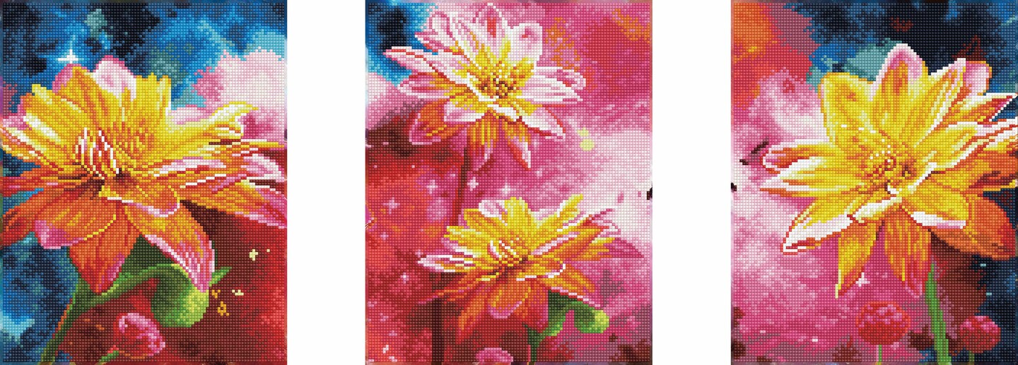 DIAMOND ART BY LEISURE ARTS Diamond Painting Kits For Adults 11&#x22;x14&#x22; Advanced Triptych Yellow Flowers, Set of 3, Full Drill, Diamond Art Kits, Dimond Art, Diamond Art for Adults