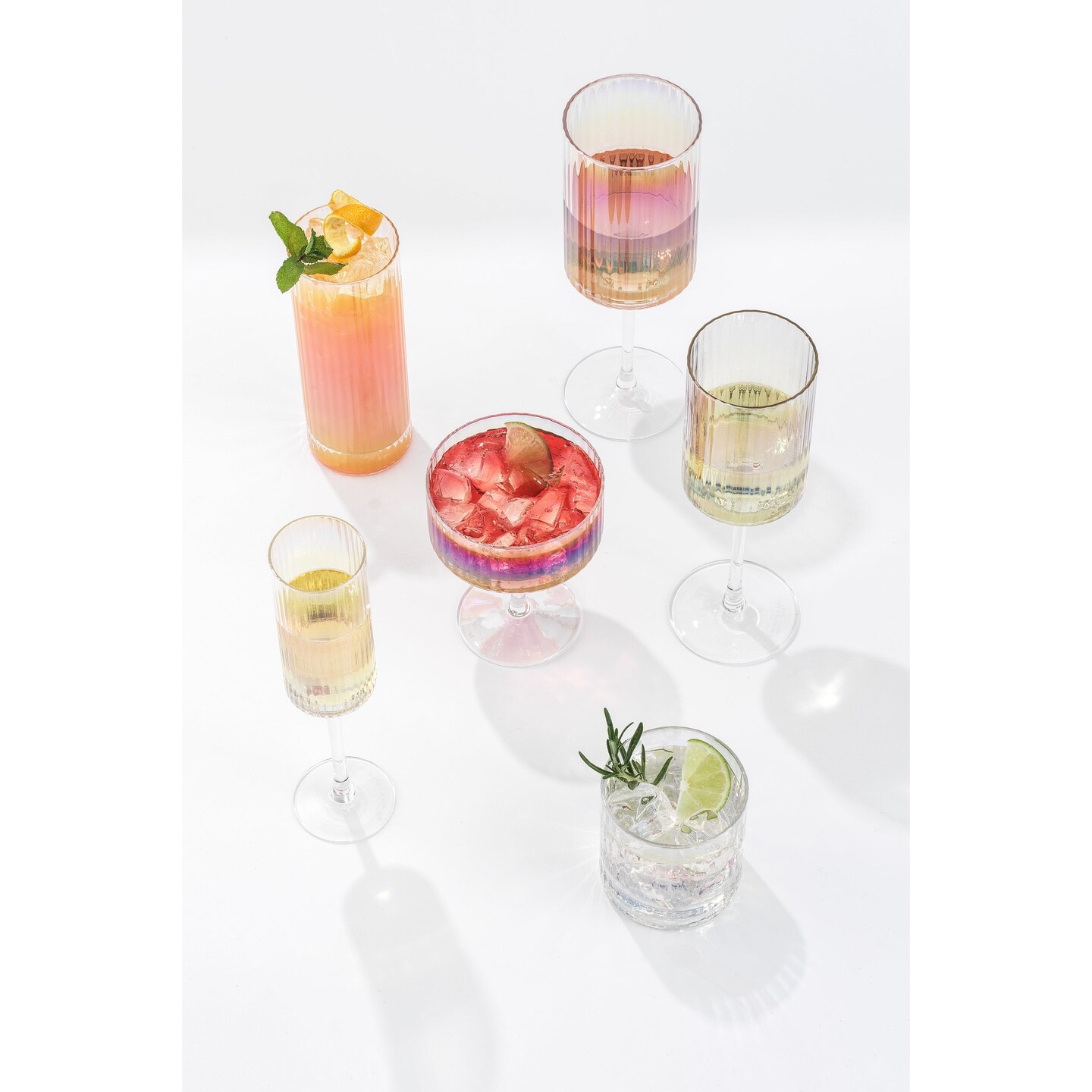 JoyJolt Christian Siriano Chroma Iridescent Coupe Glass - 10 oz - Set of 2