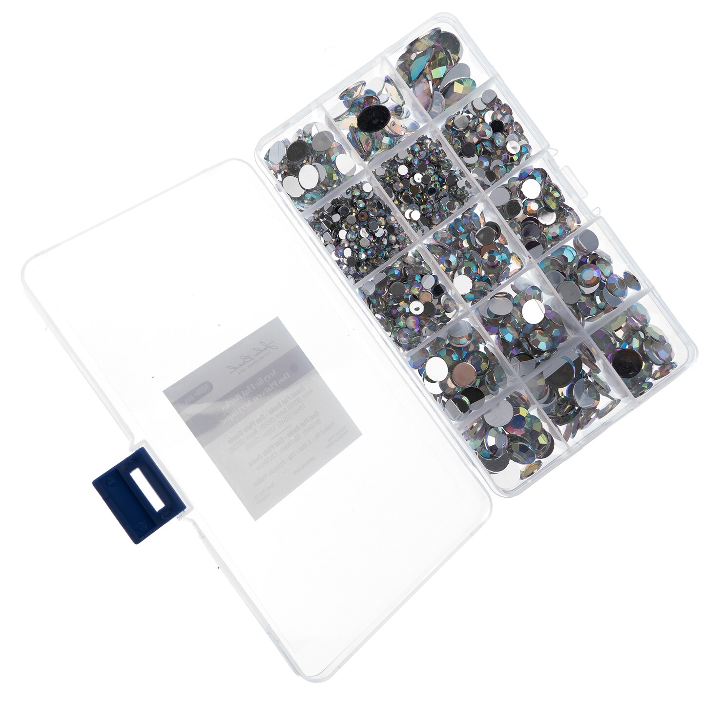 John Bead Crystal AB Assorted Round & Oval Acrylic Flat Back Rhinestones Box