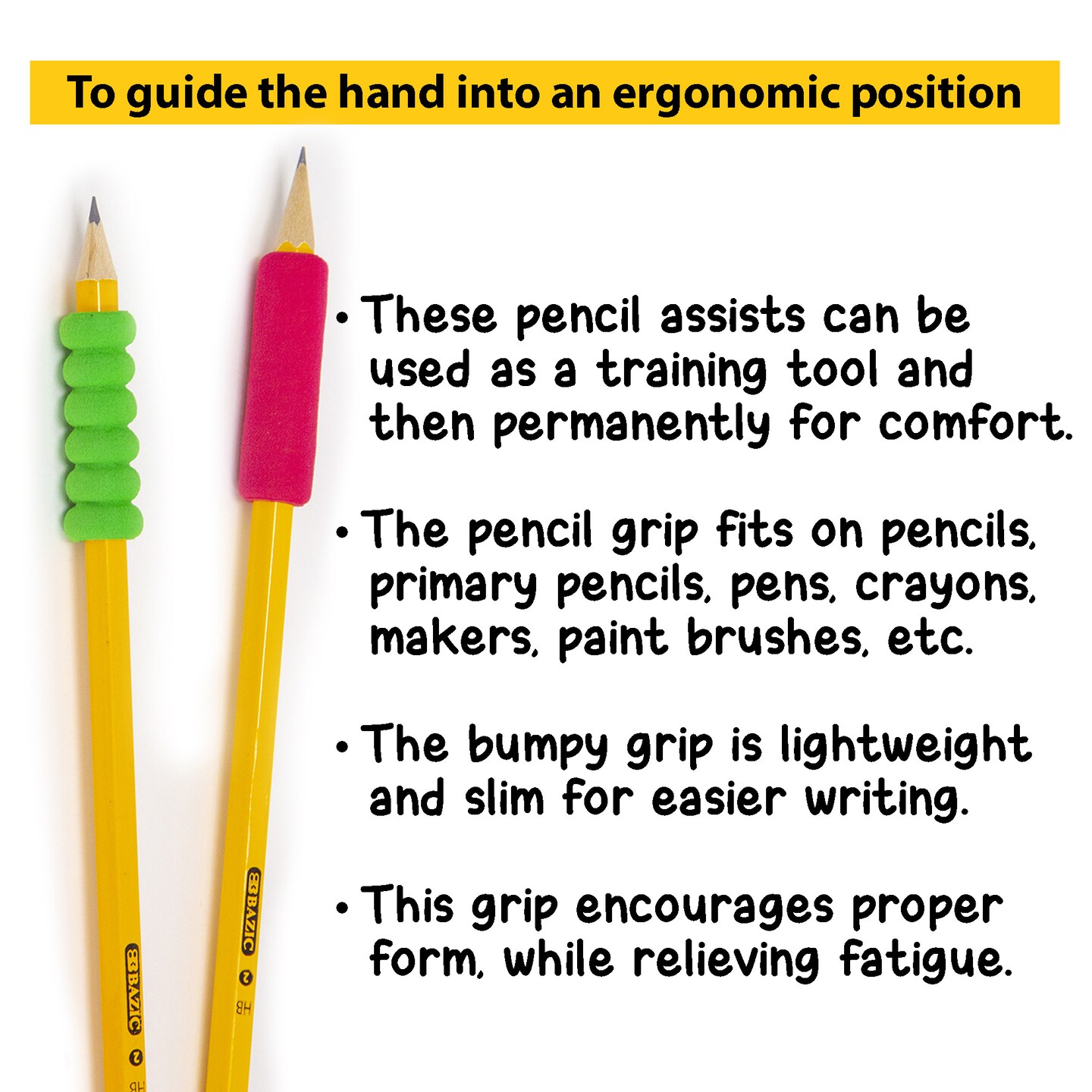 BAZIC Pen Grip Shape Foam Pencil (8/Pack)
