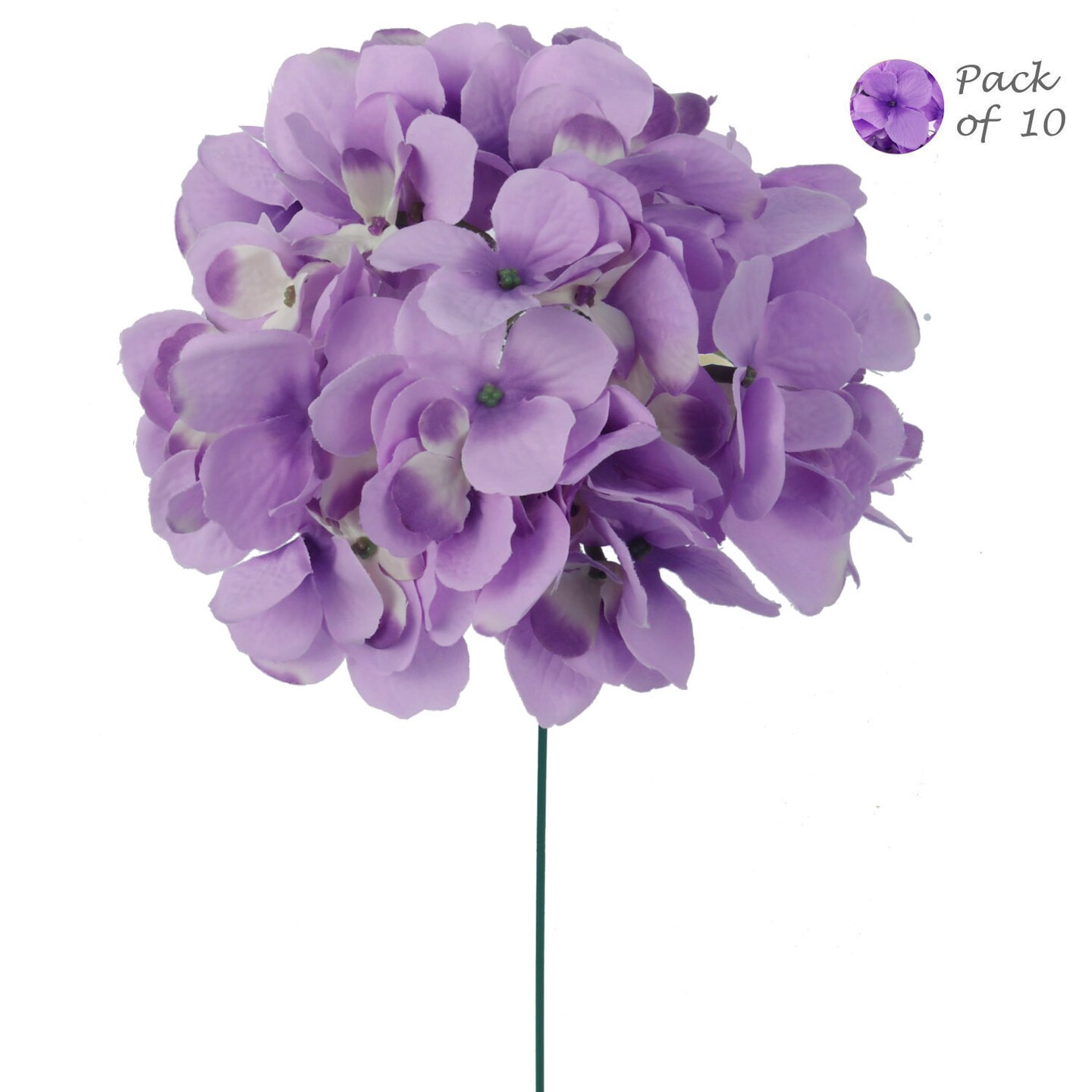 10-Pack: Lavender Hydrangea Picks, 10" Long, 7" Wide by Floral Home®