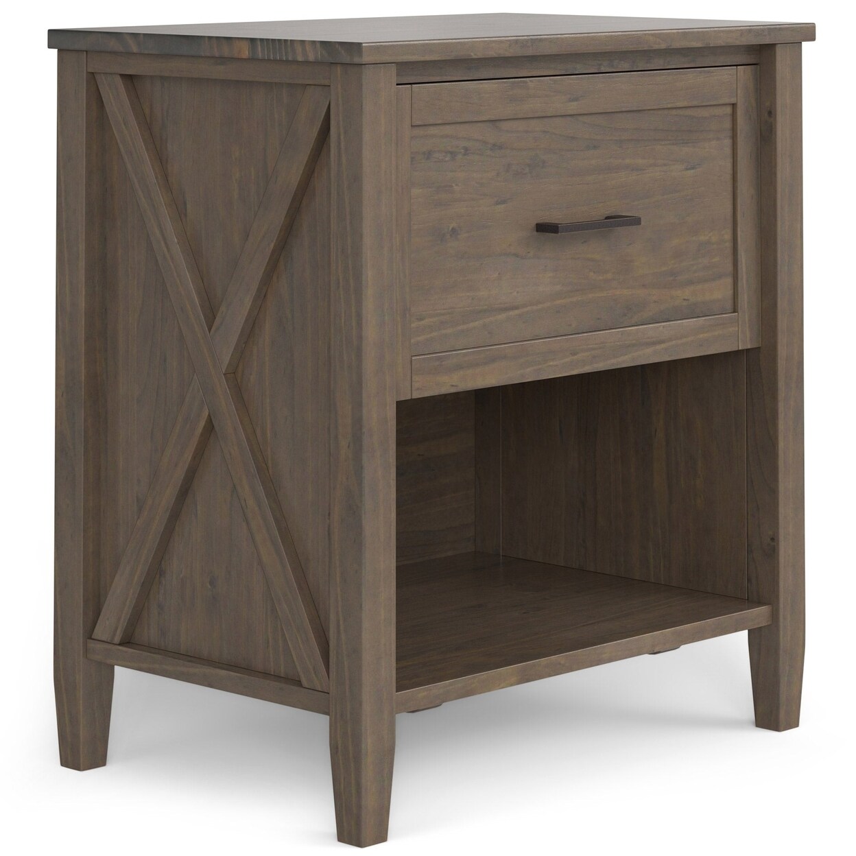 Ela Bedside Table Solid Wood Nightstand With Drawer And Open Shelf Storage