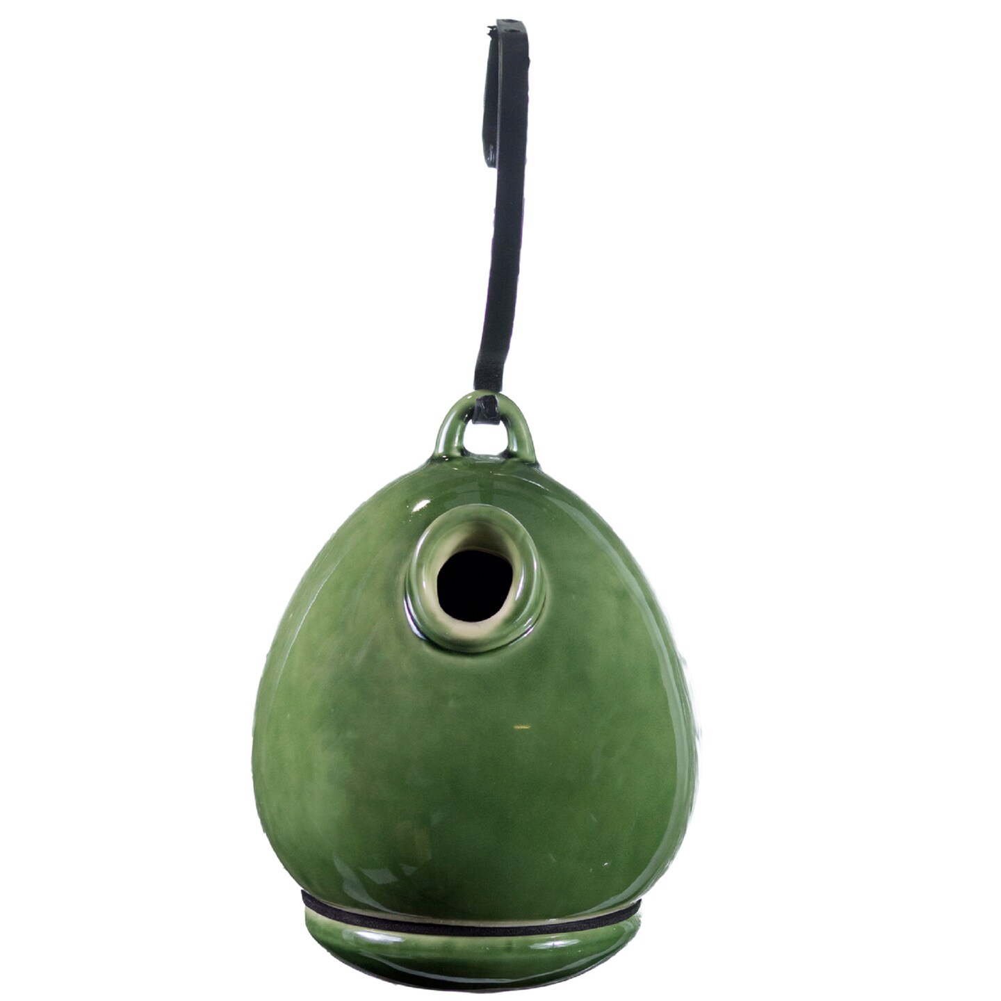 Outdoor Living and Style 9&#x22; Meadow Green Heavy Duty Porcelain Hanging Teapot Birdhouse