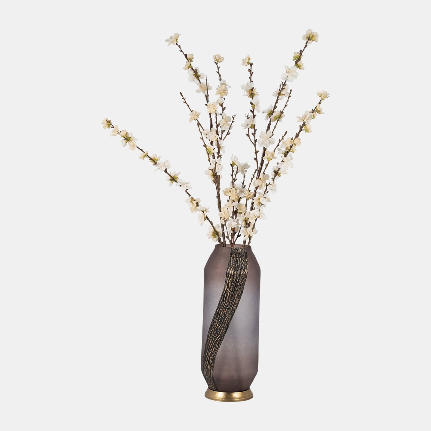 Glass, 15&#x22; Metallic Detail Vase, Blush