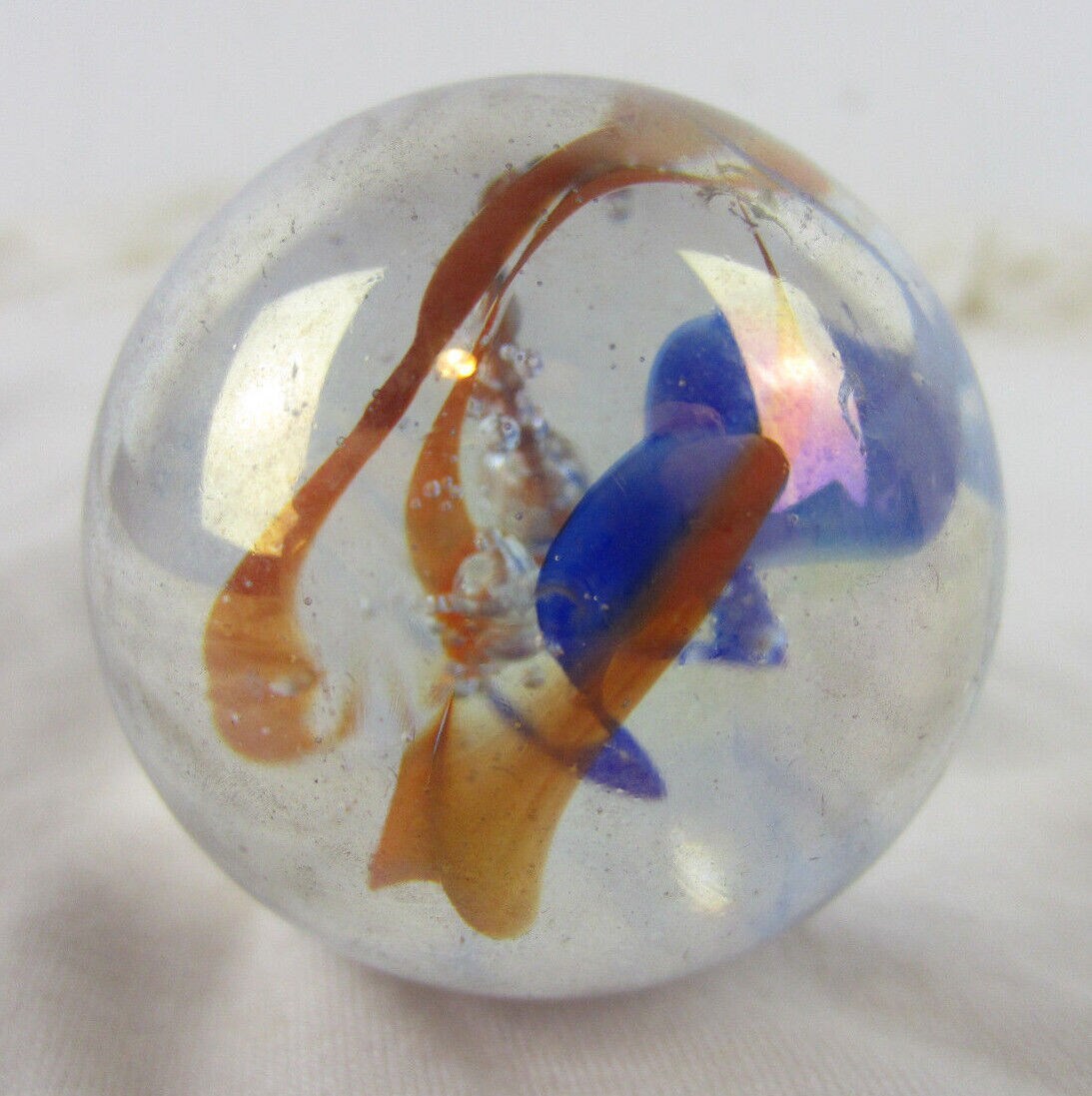 Toe Breaker 50mm (2&#x22;) FUNFAIR Iridescent Red/Blue Veins Marbles glass ball HUGE