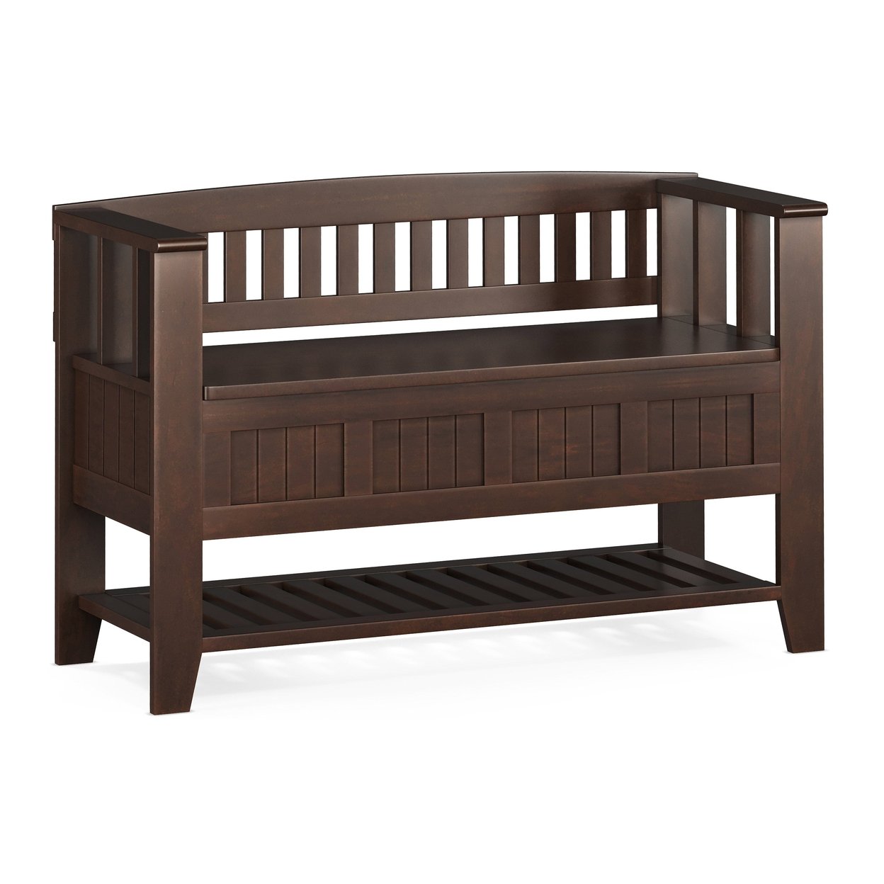 Acadian Solid Wood Entryway Storage Bench With Shelf Mudroom Furniture