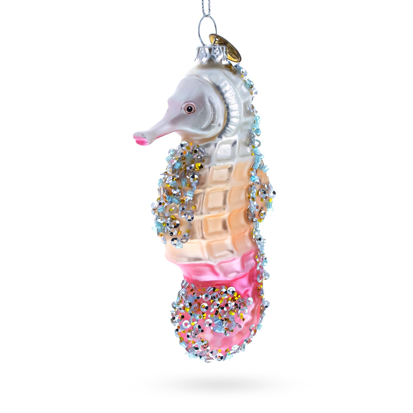 Elegant Seahorse Blown Glass Christmas Ornament
