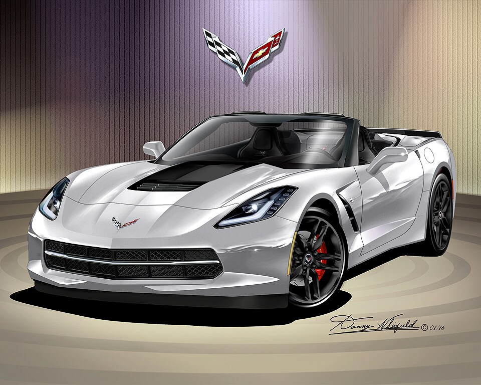 C7 Chevrolet Corvette Convertible - Blade Silver | Art Prints by