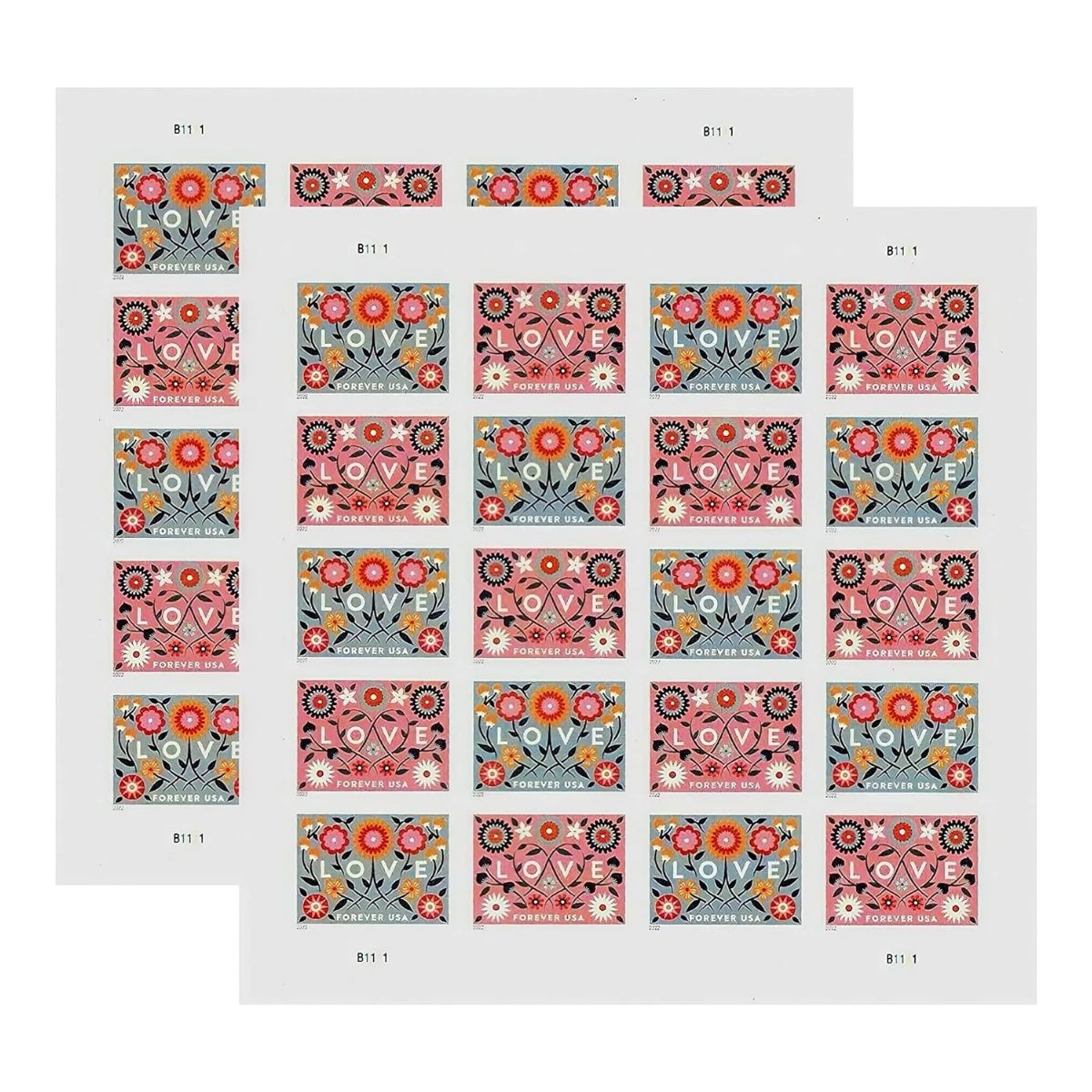 Lovely Love Forever Postage Stamps 2 Sheets