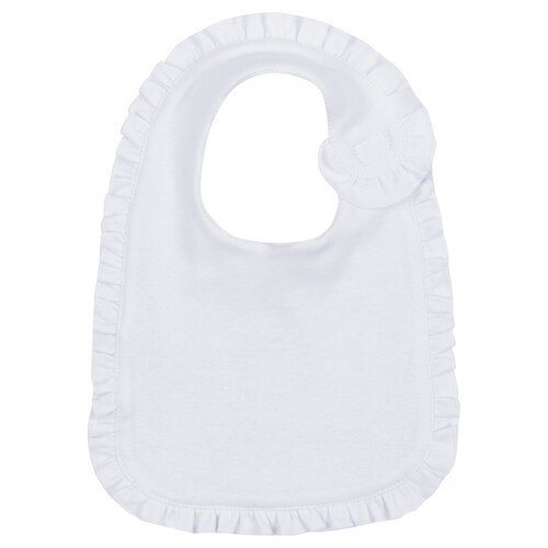 Baby Bib with Ruffle Trim --- White