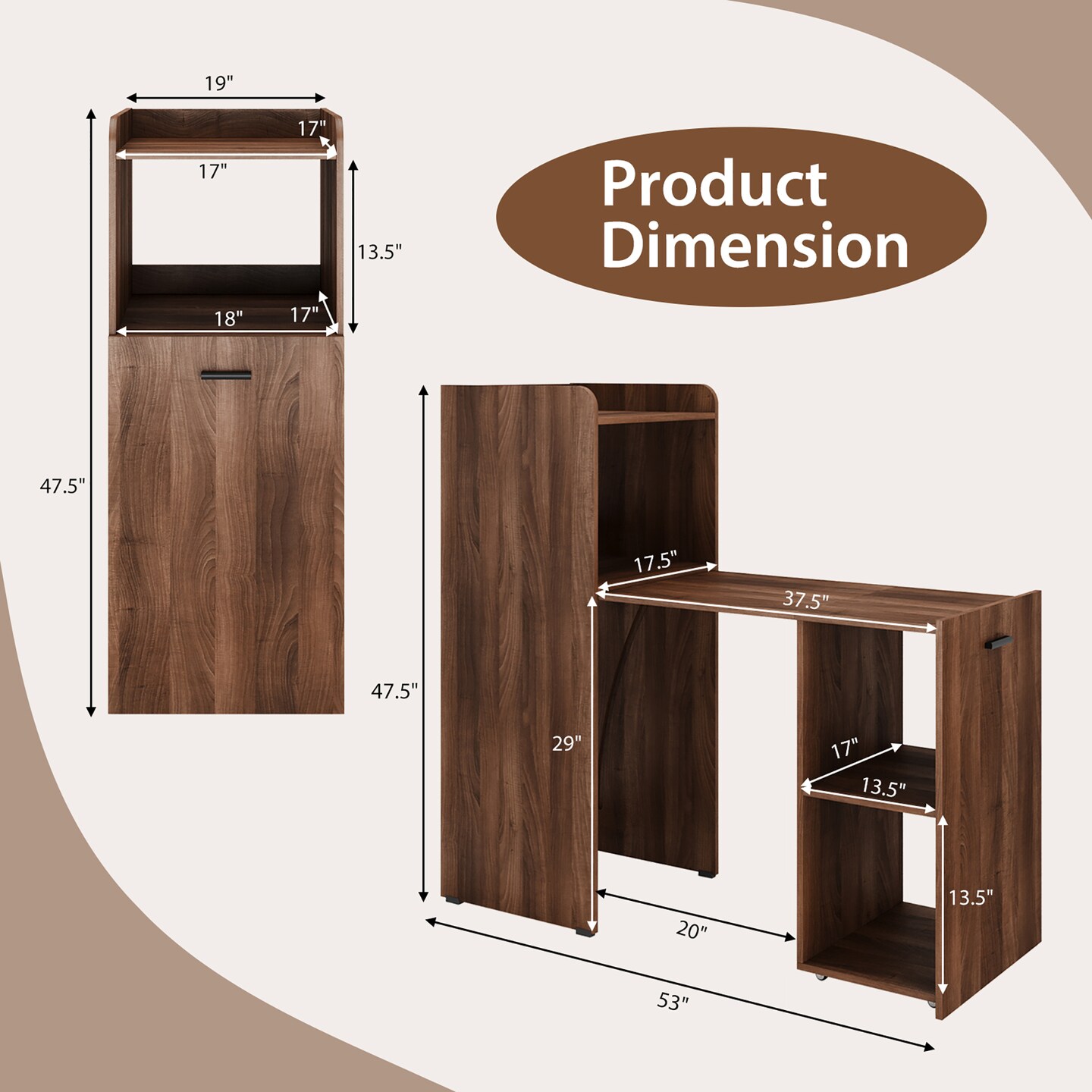 Costway Extendable Computer Desk Reversible Home Office Desk Study Writing Desk Natural/Brown