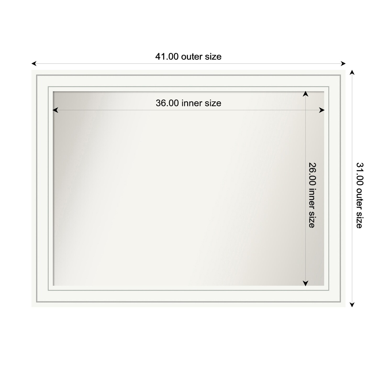 Craftsman White Non-Beveled Custom Framed Bathroom Vanity Wall Mirror