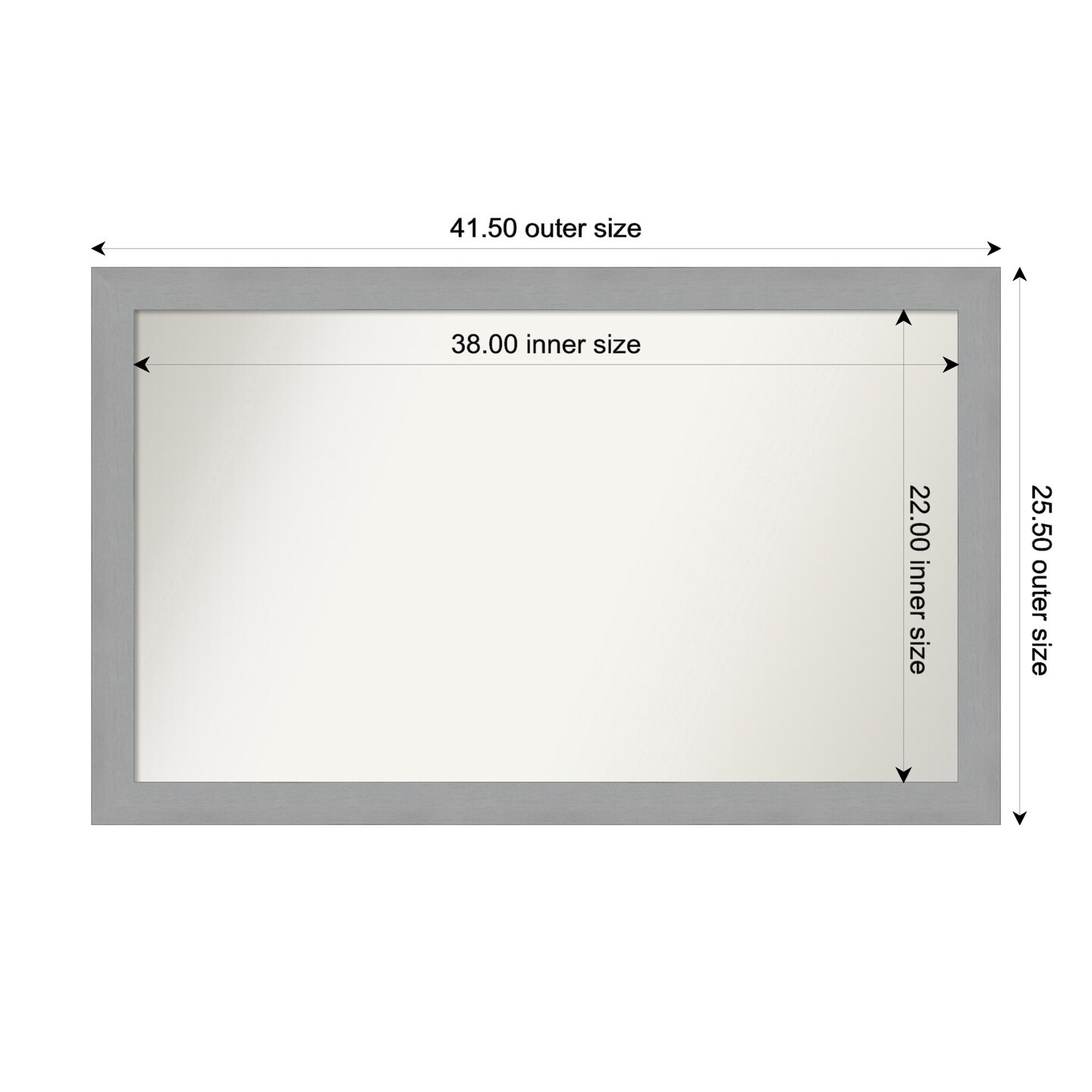 Brushed Nickel Non-Beveled Custom Framed Bathroom Vanity Wall Mirror