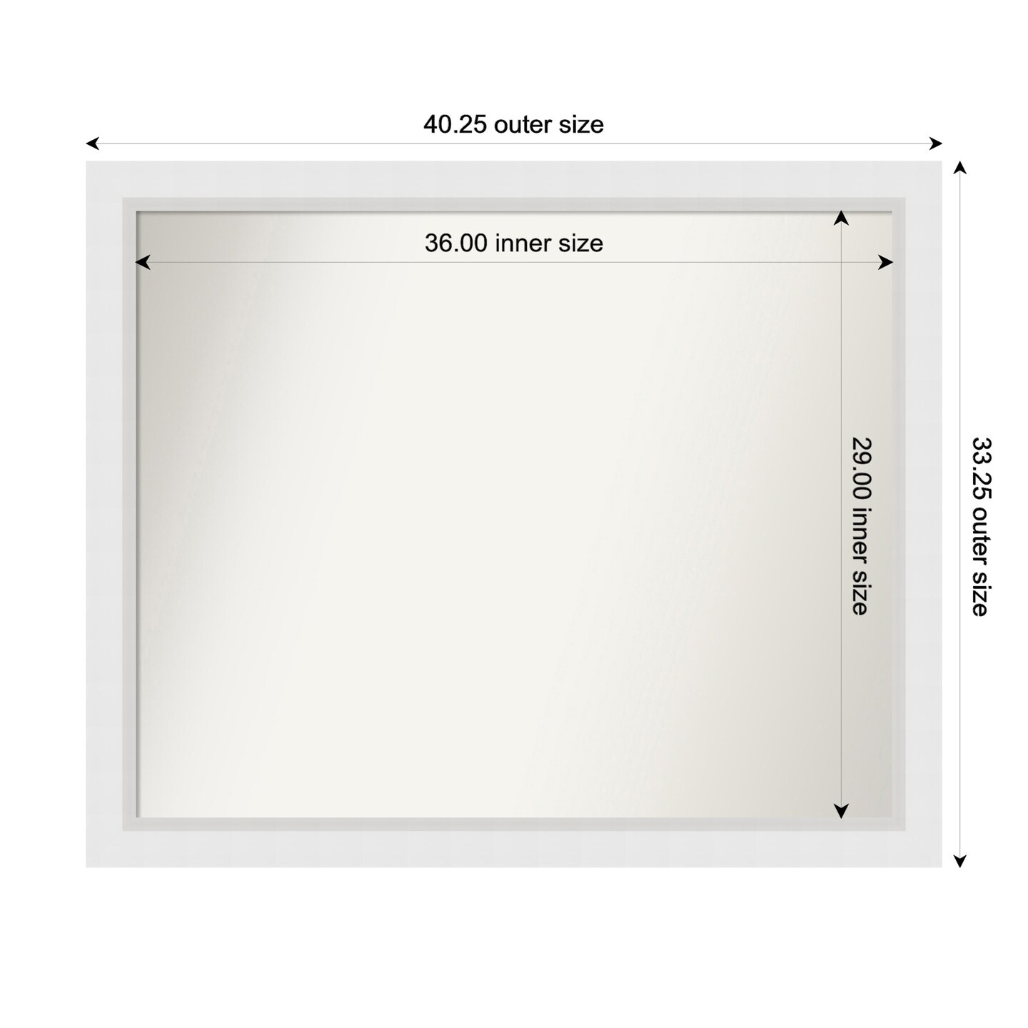 Blanco White Non-Beveled Custom Framed Bathroom Vanity Wall Mirror