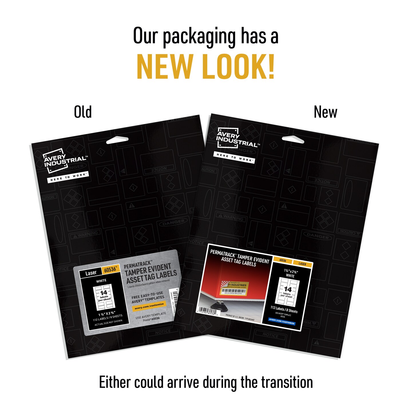 Avery White Asset Tag Labels, 1-1/4" x 2-3/4", Tamper-Evident Laser Printable Tags, 112 Waterproof Labels (60536)