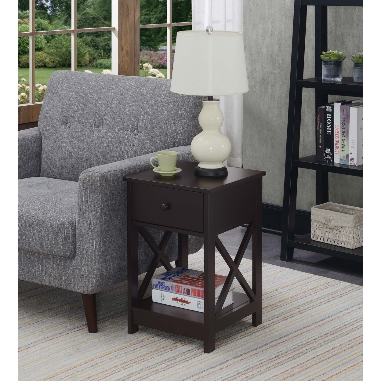 Convenience Concepts Oxford 1 Drawer End Table, Espresso Michaels