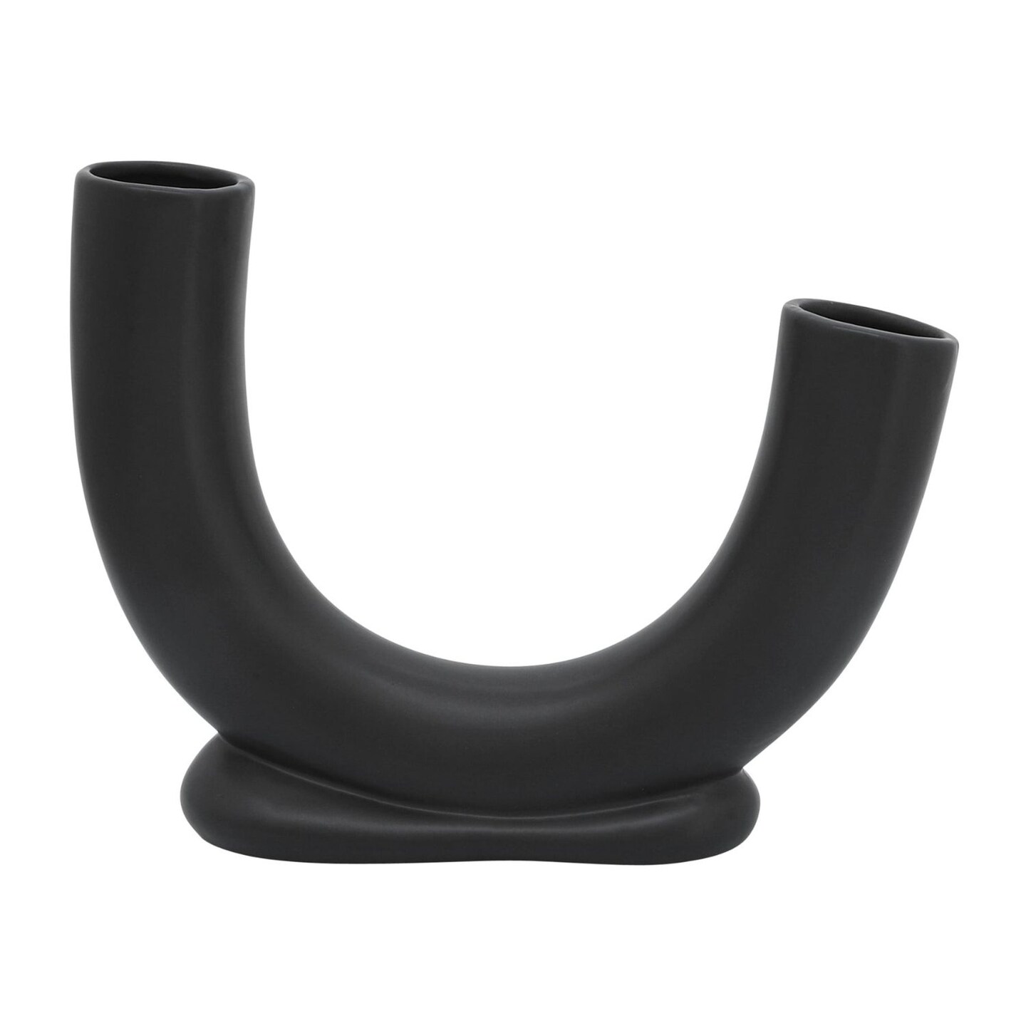 Kingston Living U Shaped Vase with Base - 10&#x22; - Black