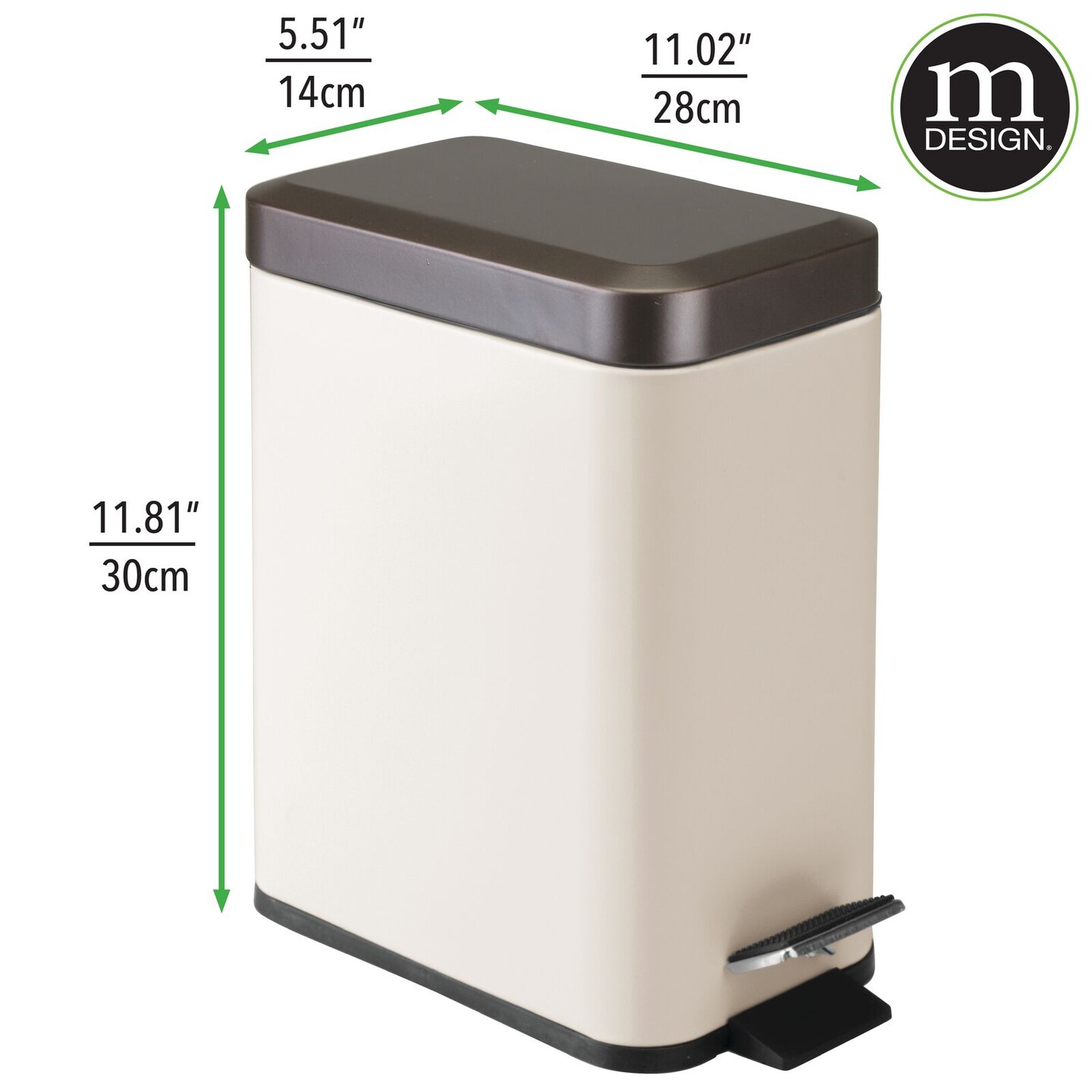 mDesign Step Trash Can, Gallon Garbage Bin, Removable Liner Bucket