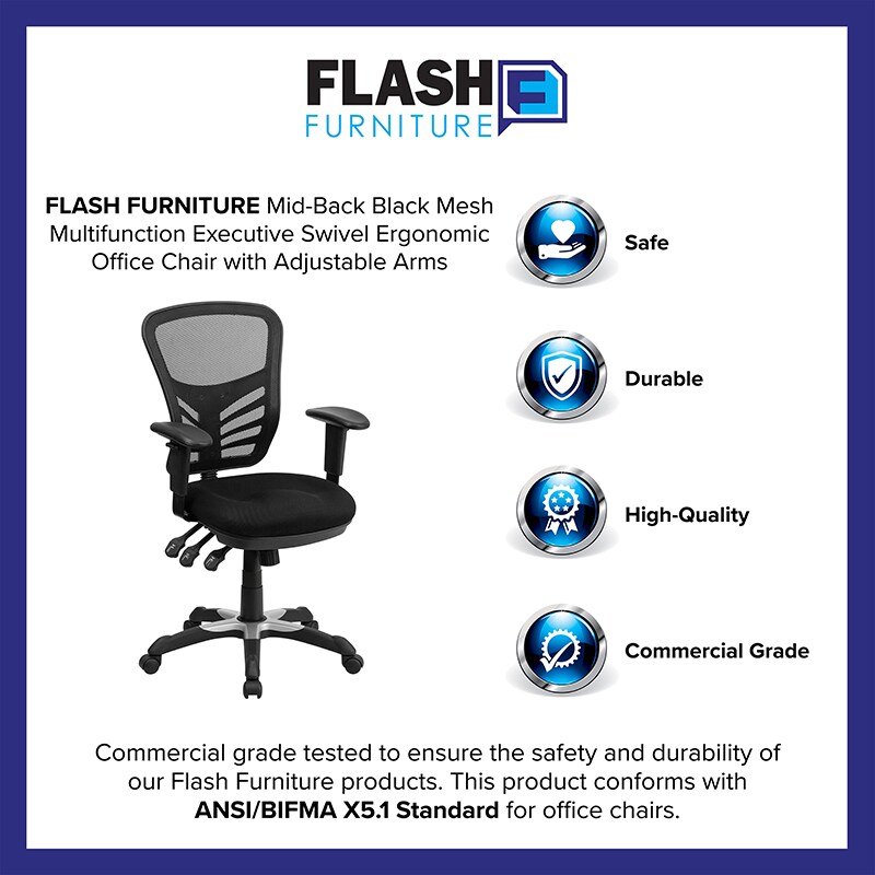 Flash Furniture Black Mid-Back Mesh Chair