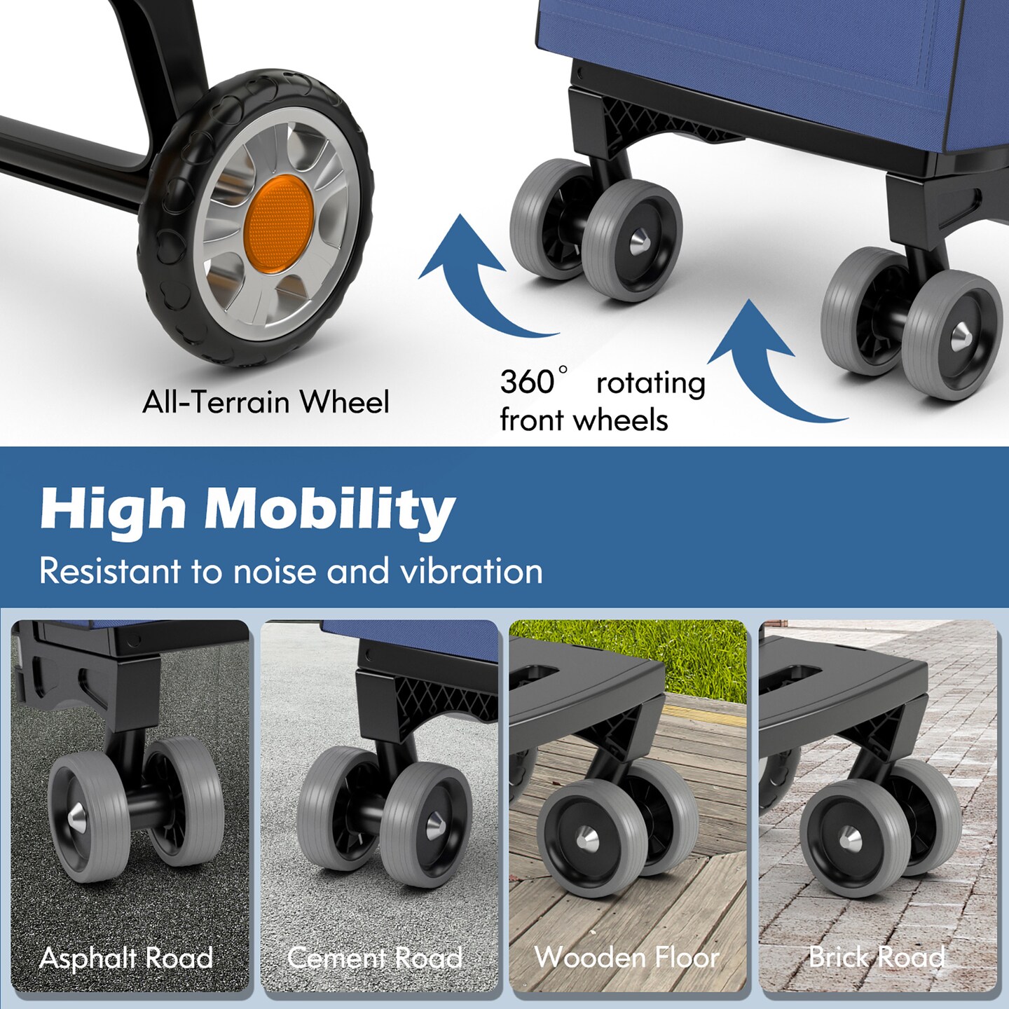 Costway Folding&#xA0;Shopping&#xA0;Cart&#xA0;Utility Hand&#xA0;Truck&#xA0;with Rolling Swivel Wheels, Removable Bag &#x26; Cozy Handle