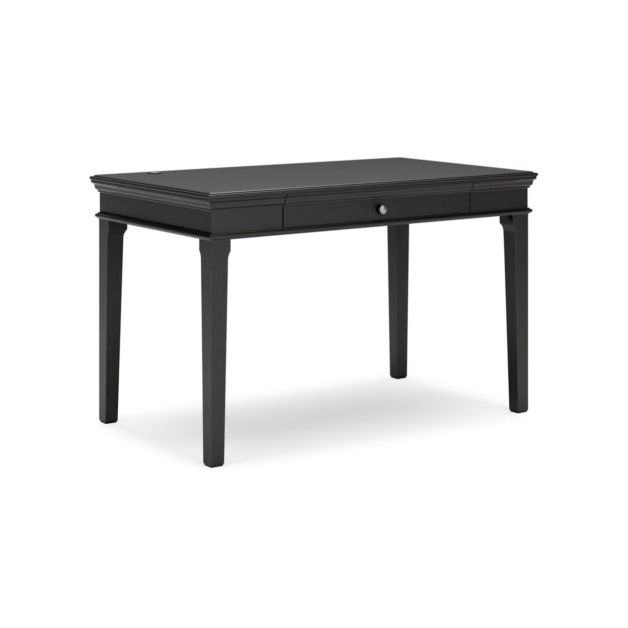 Saltoro Sherpi 48 Inch Home Office Desk, Vintage Black Wood, Single Drawer, 2 USB Ports-